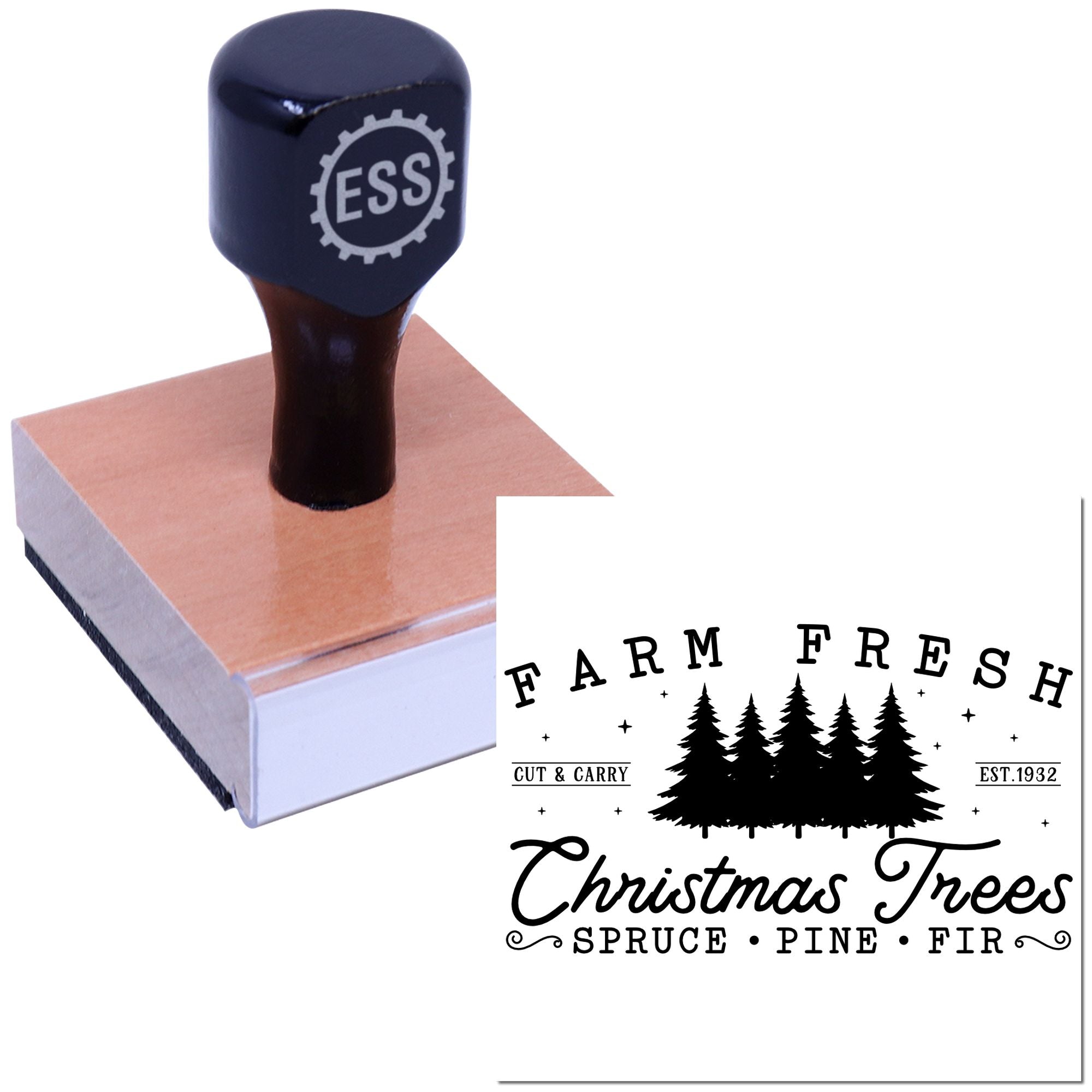Festive Fresh Pines Mini Card Rubber Stamp