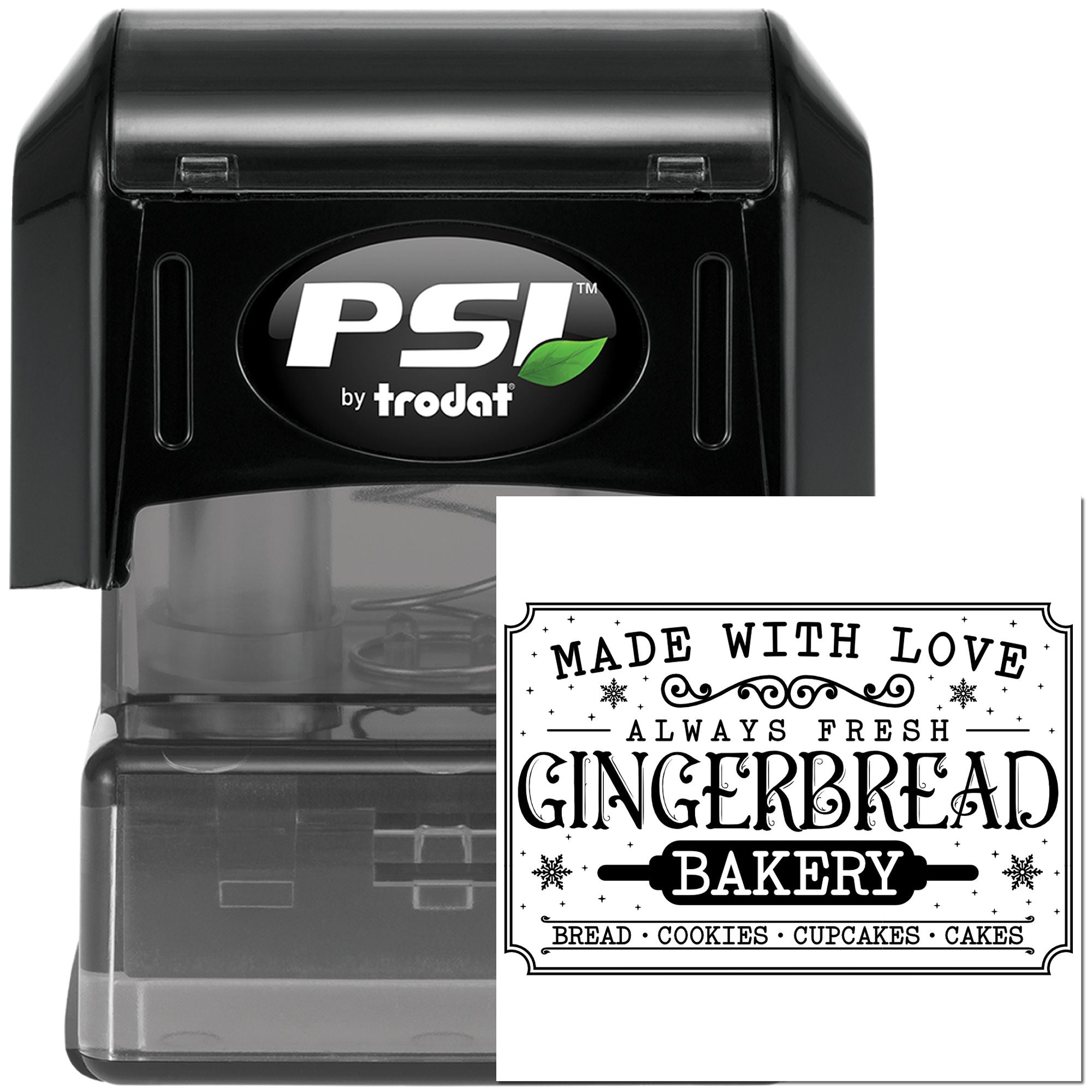 Pre-Inked Gingerbread Bakery Sign Note Card Stamp