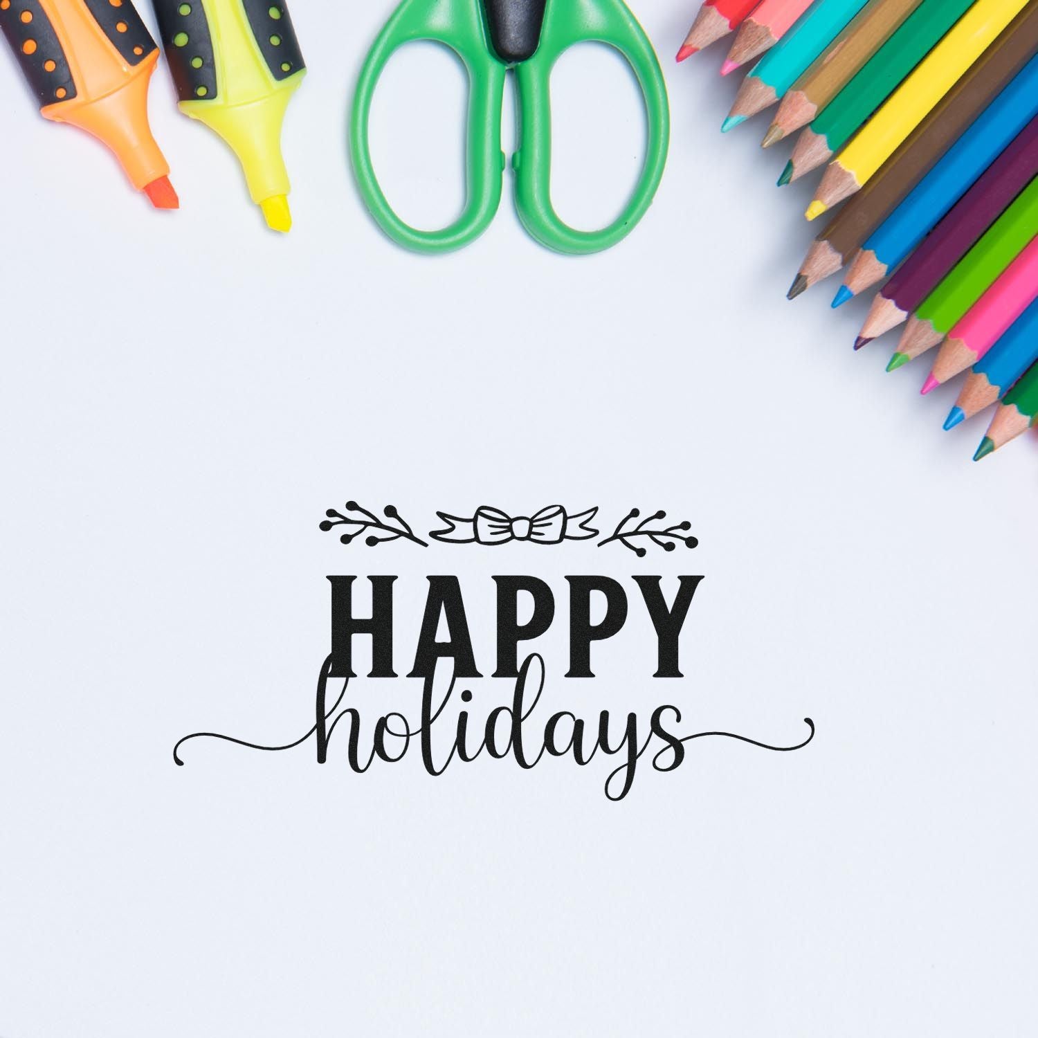 Duo Elegant Bow Holiday Season Greeting Hand Stamp