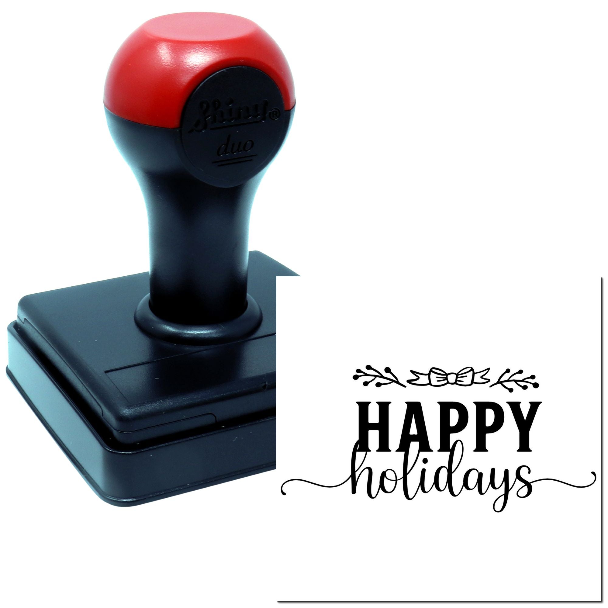 Duo Elegant Bow Holiday Season Greeting Hand Stamp