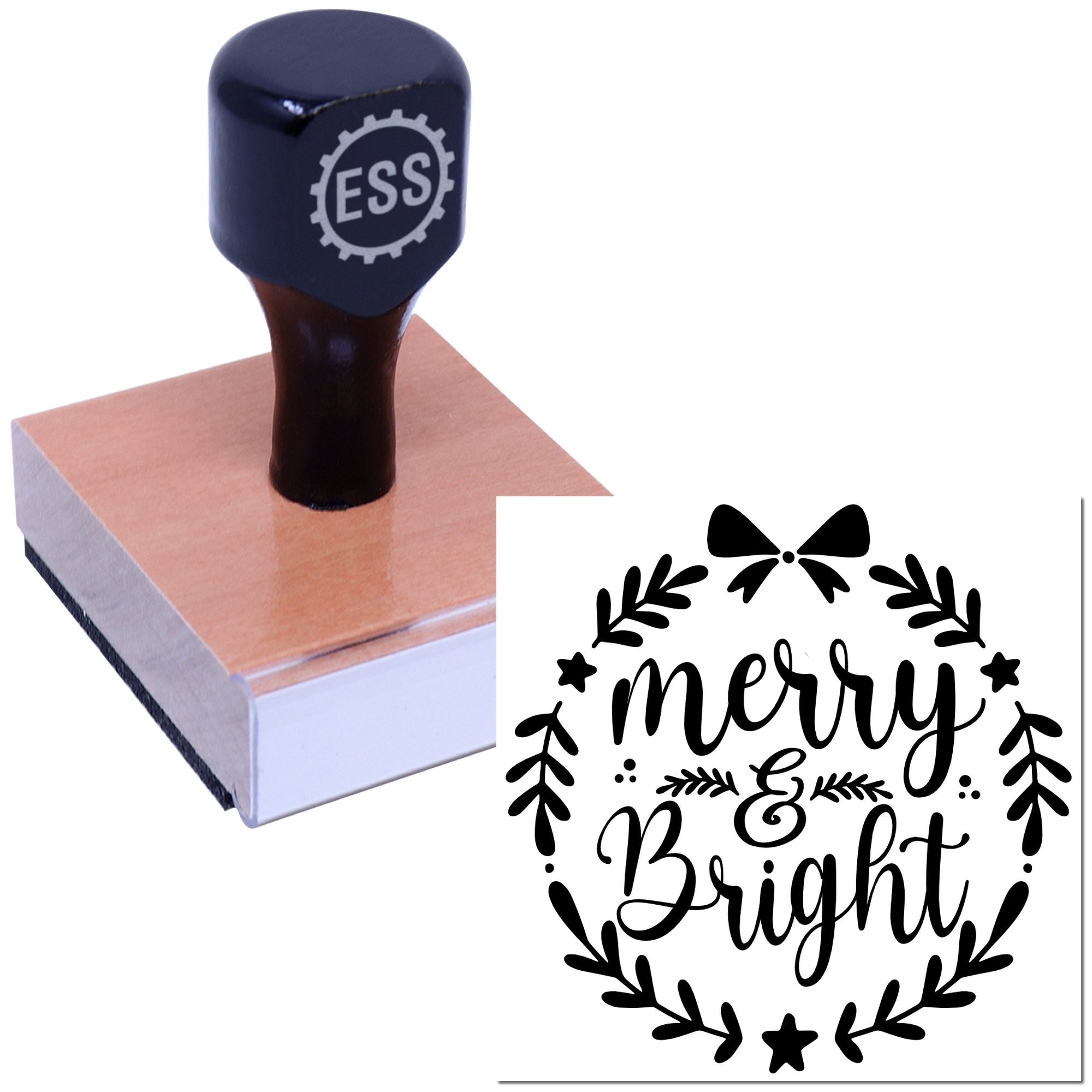 Joyful Holiday Wreath Card Rubber Stamp