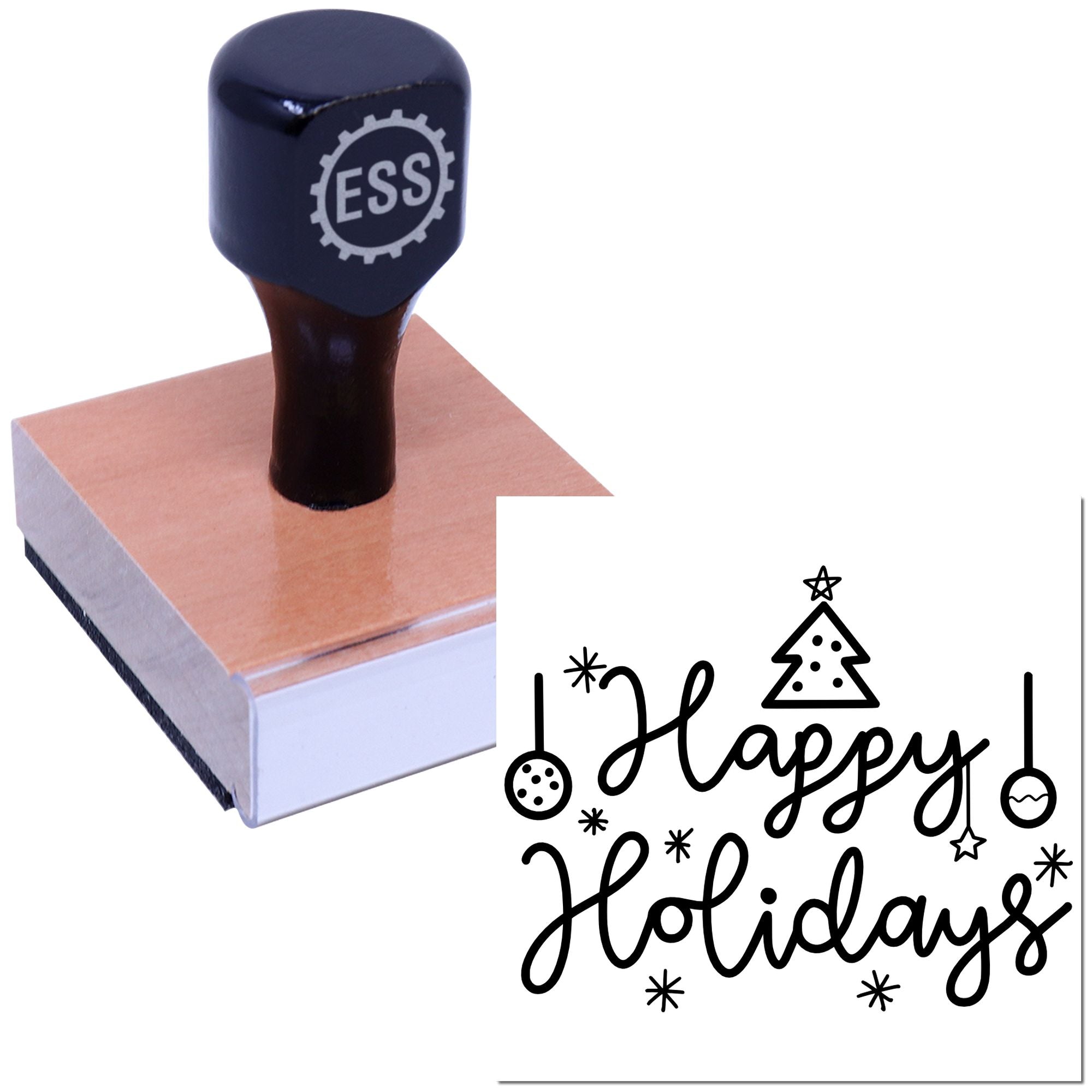 Festive Holiday Greeting Crafting Rubber Stamp