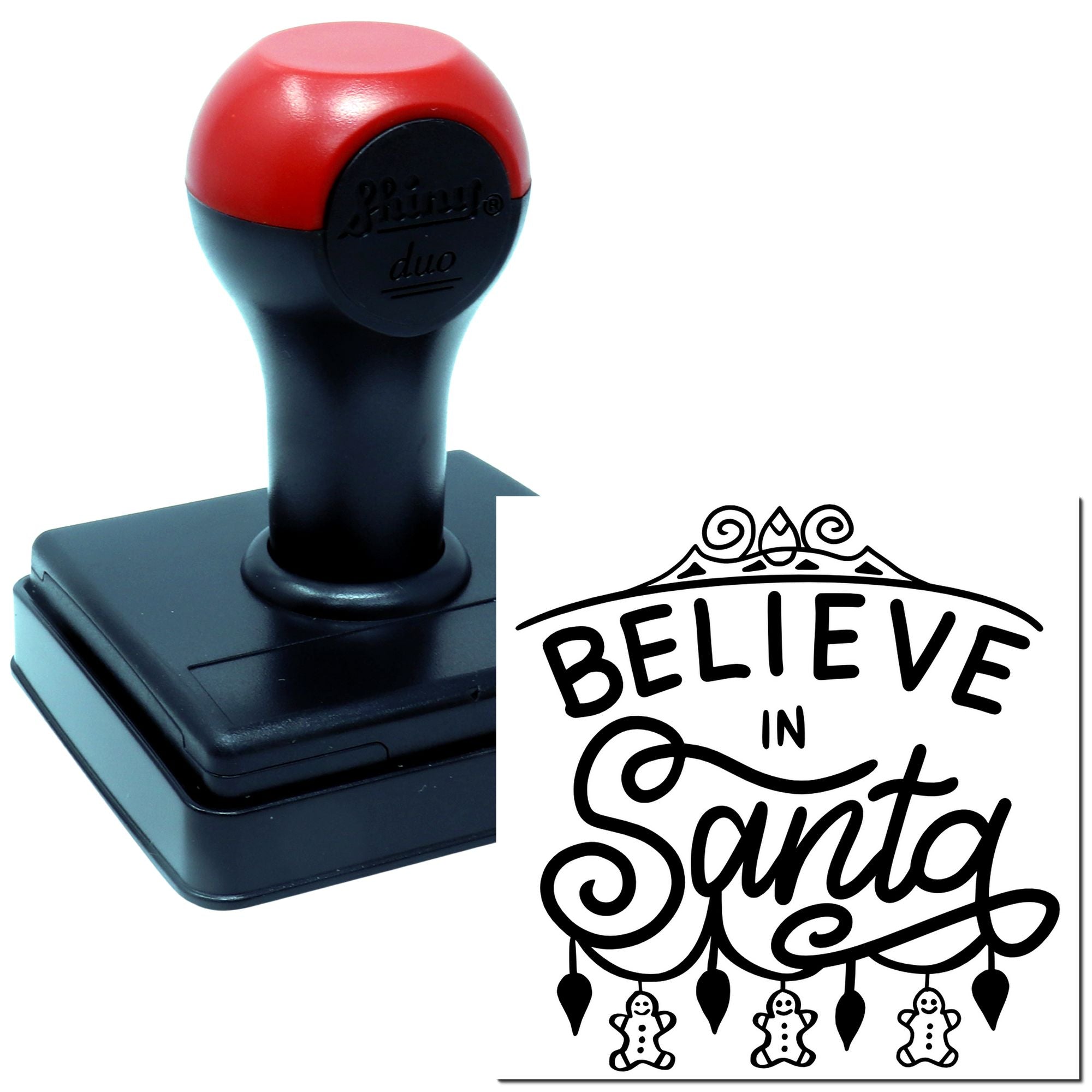 Duo Believe In Santa Gingerbread Lights Hand Stamp