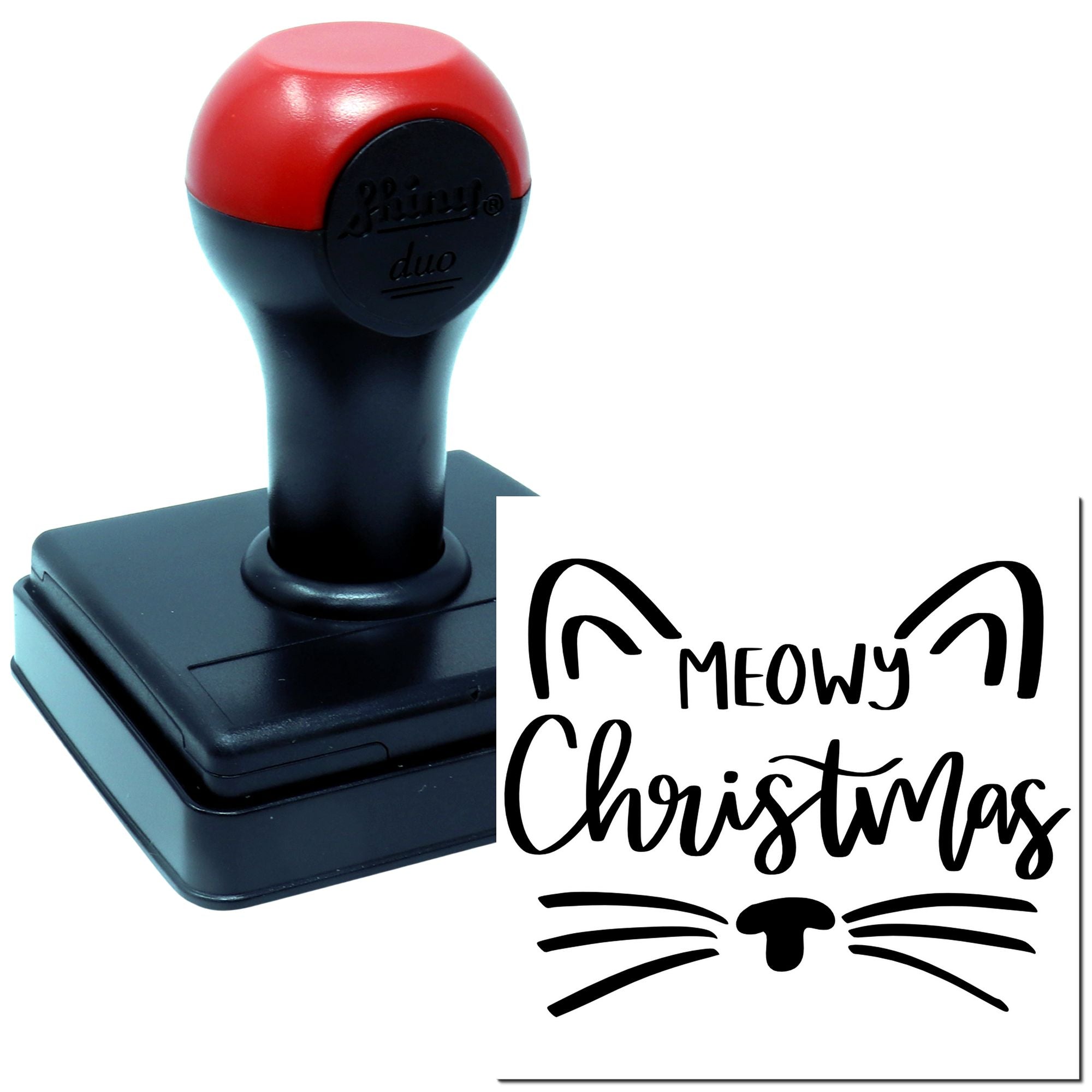 Duo Meowy Christmas Cat Face Holiday Hand Stamp