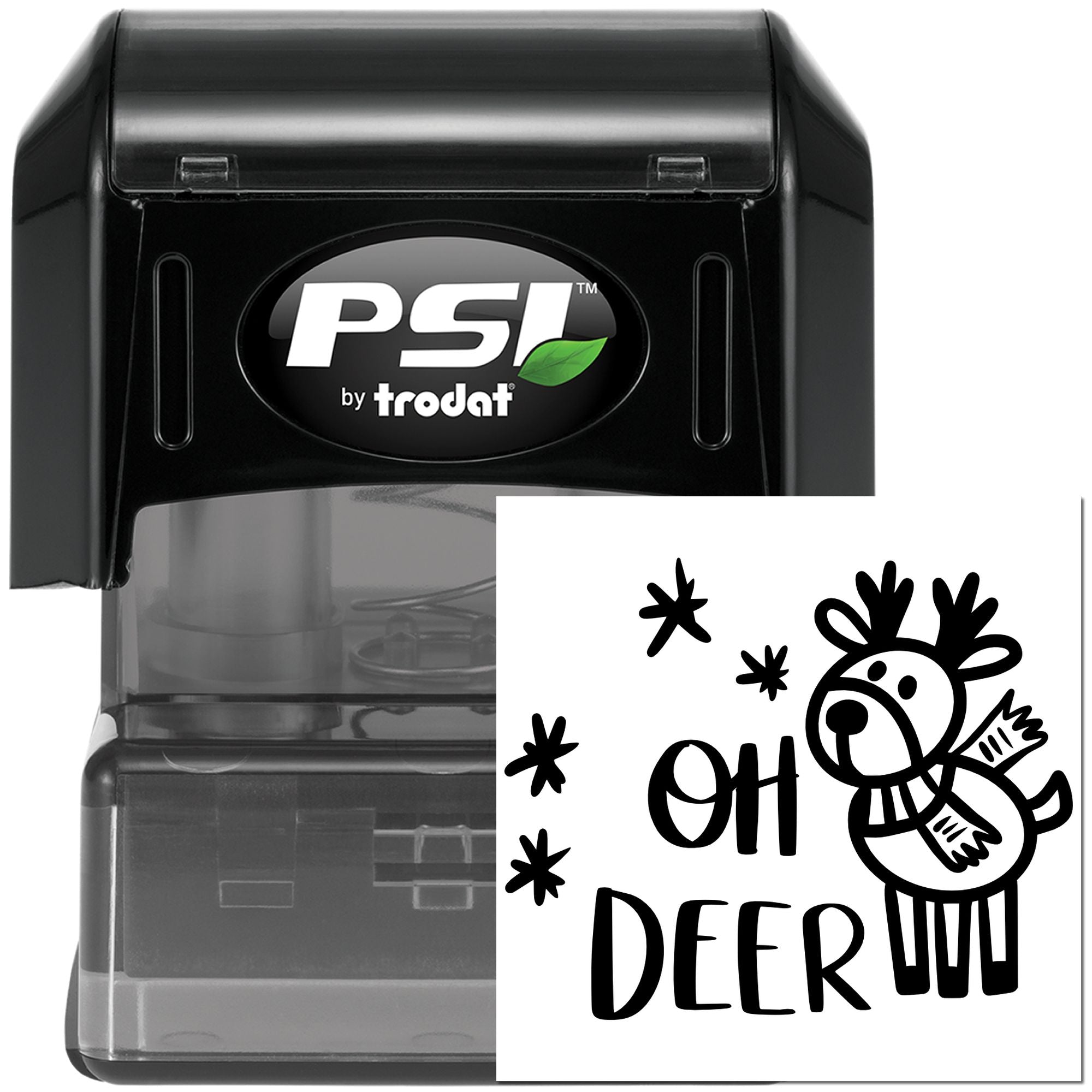 Pre-Inked Cheerful Christmas Reindeer Note Card Stamp