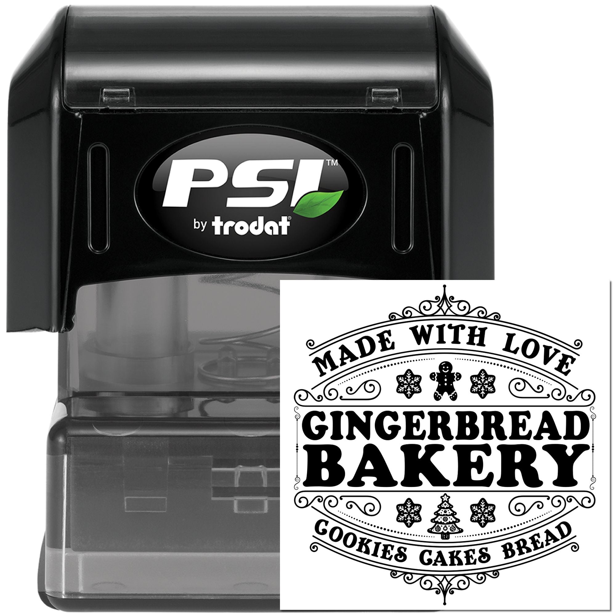 Pre-Inked Gingerbread Bakery Logo Craft Stamp