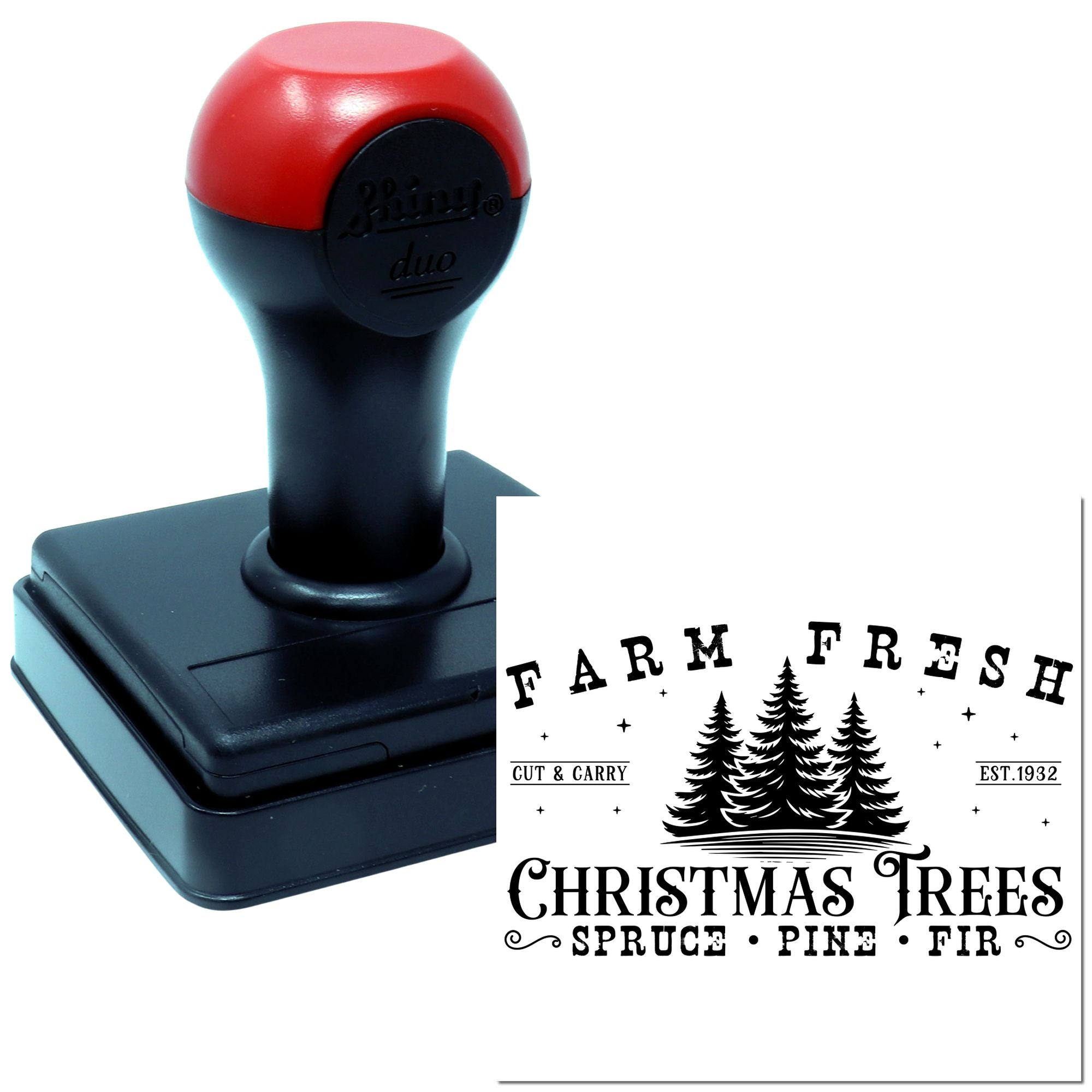 Duo Farm Fresh Vintage Christmas Trees Hand Stamp