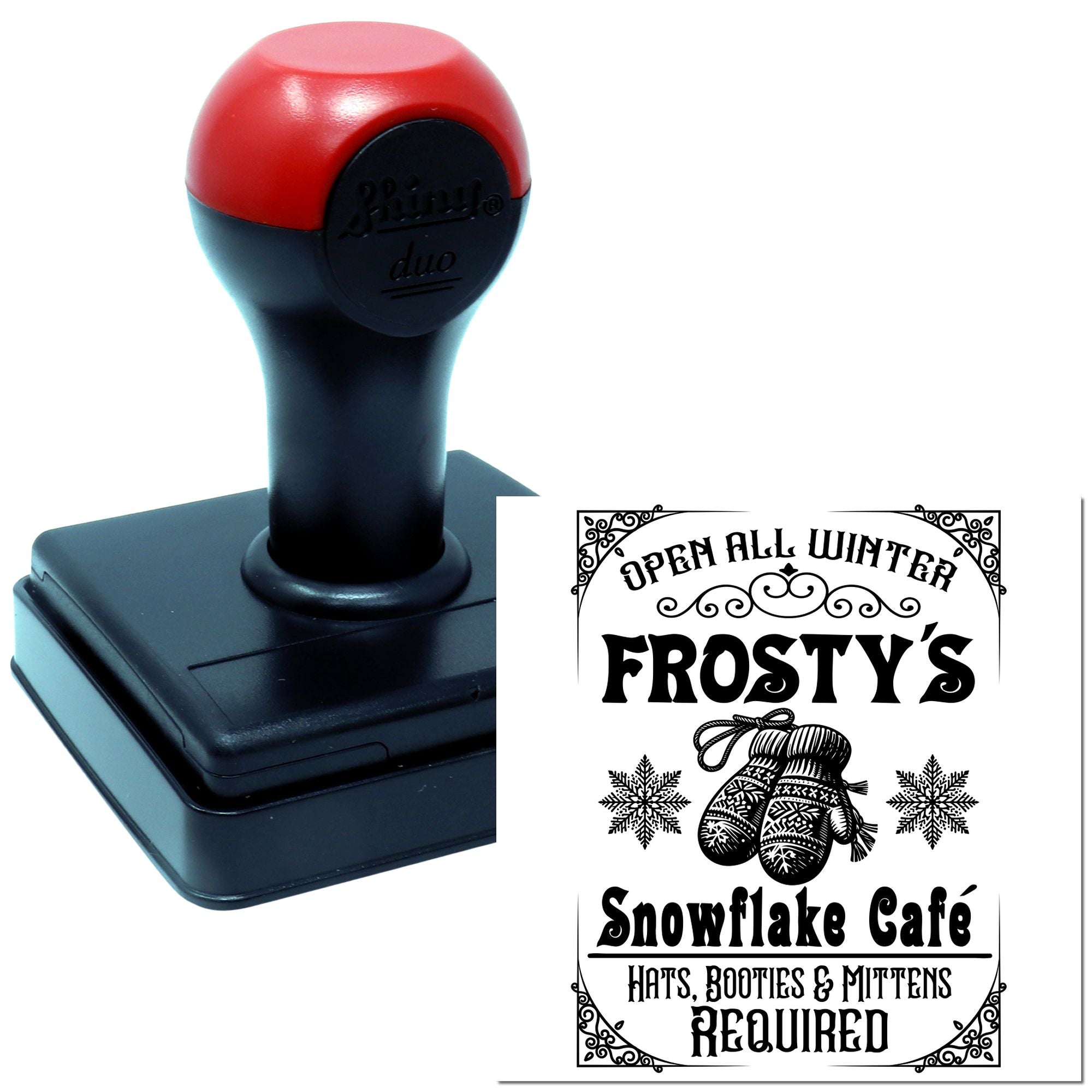 Duo Frosty's Cozy Snowflake Winter Café Hand Stamp