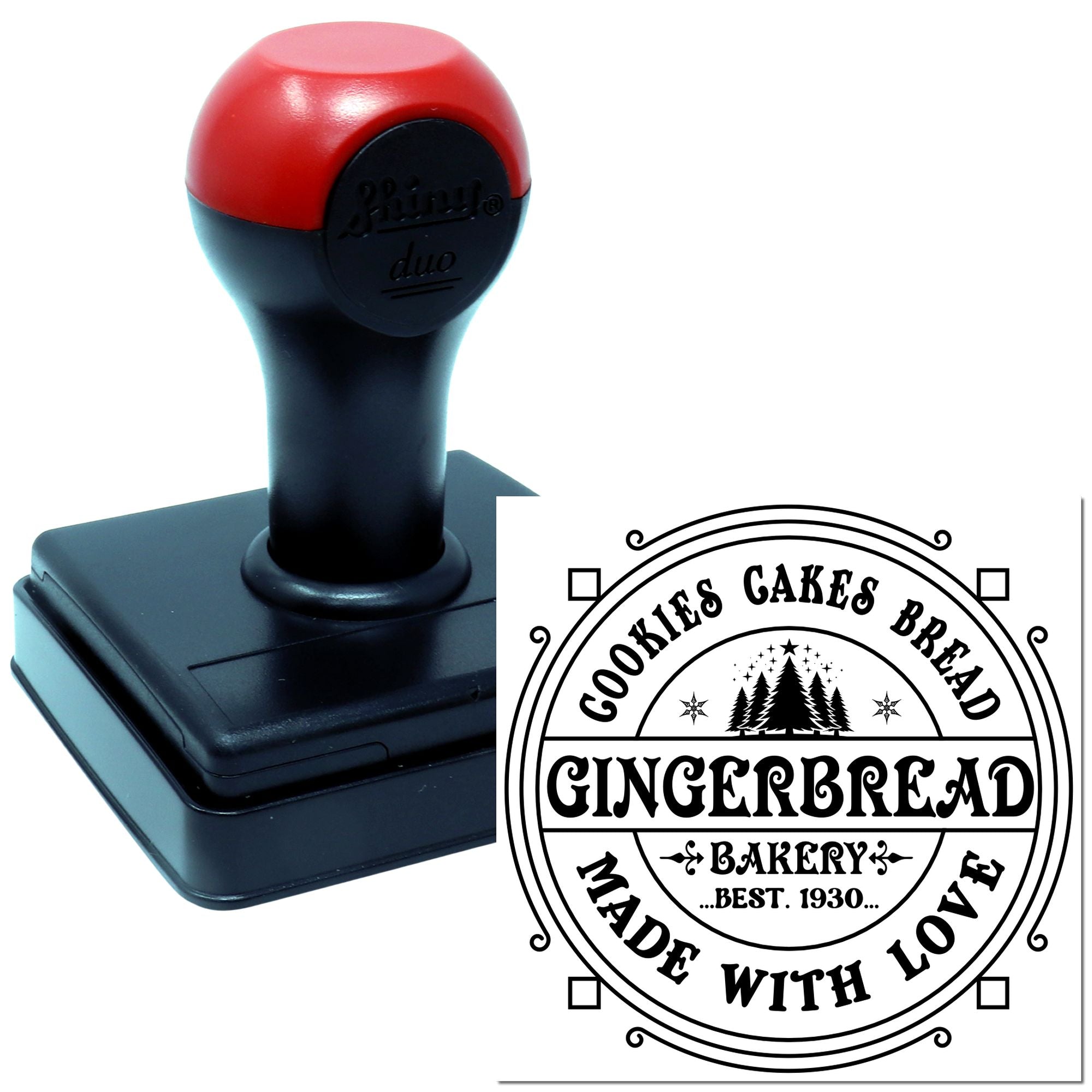 Duo Classic Gingerbread Bakery Made Here Hand Stamp