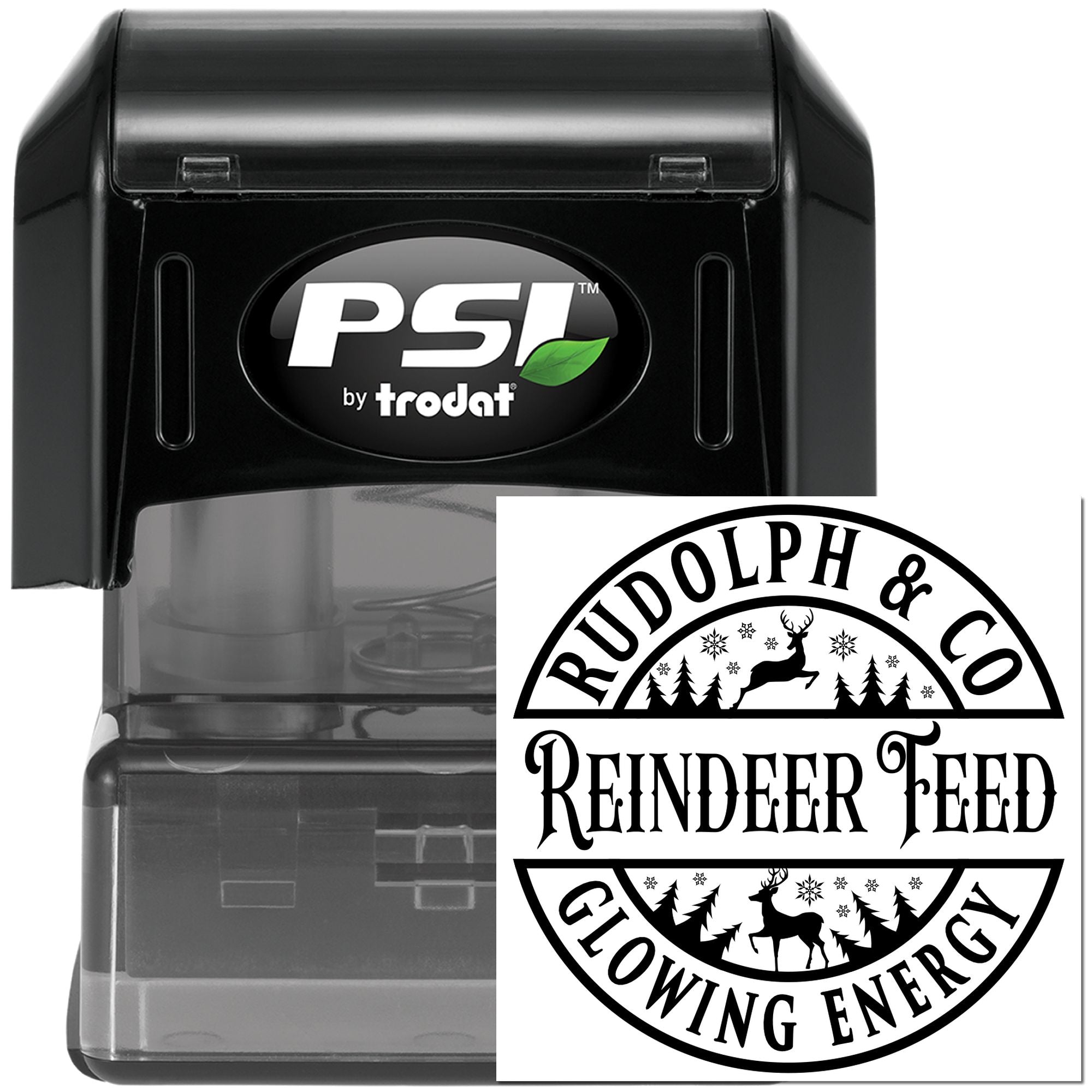 Pre-Inked Reindeer Feed Logo Place Card Stamp