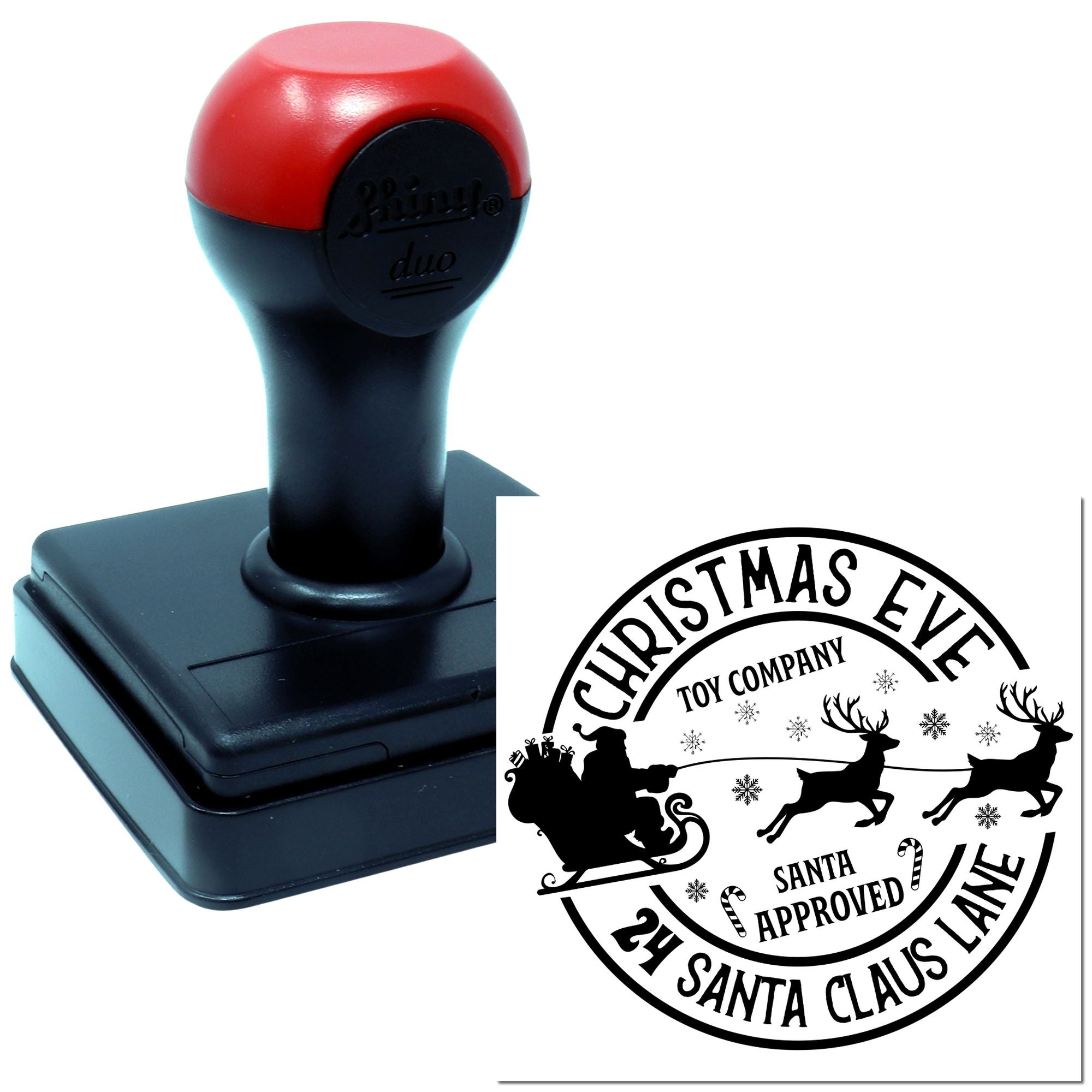 Duo Christmas Eve Santa Approved Seal Hand Stamp