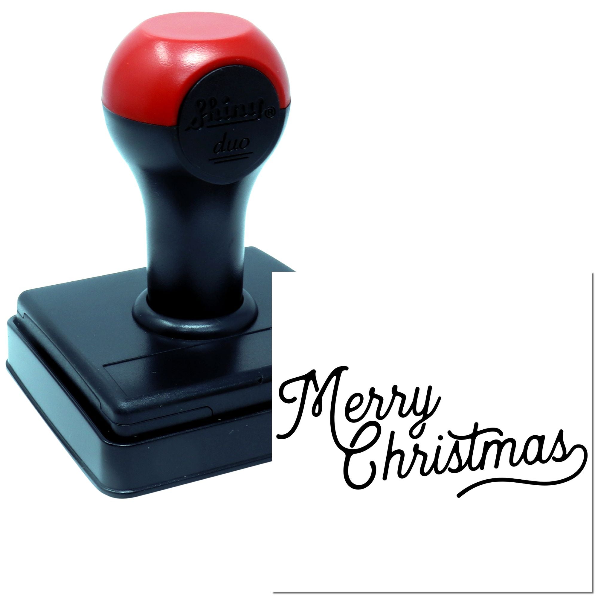 Duo Elegant Handwritten Merry Christmas Script Hand Stamp