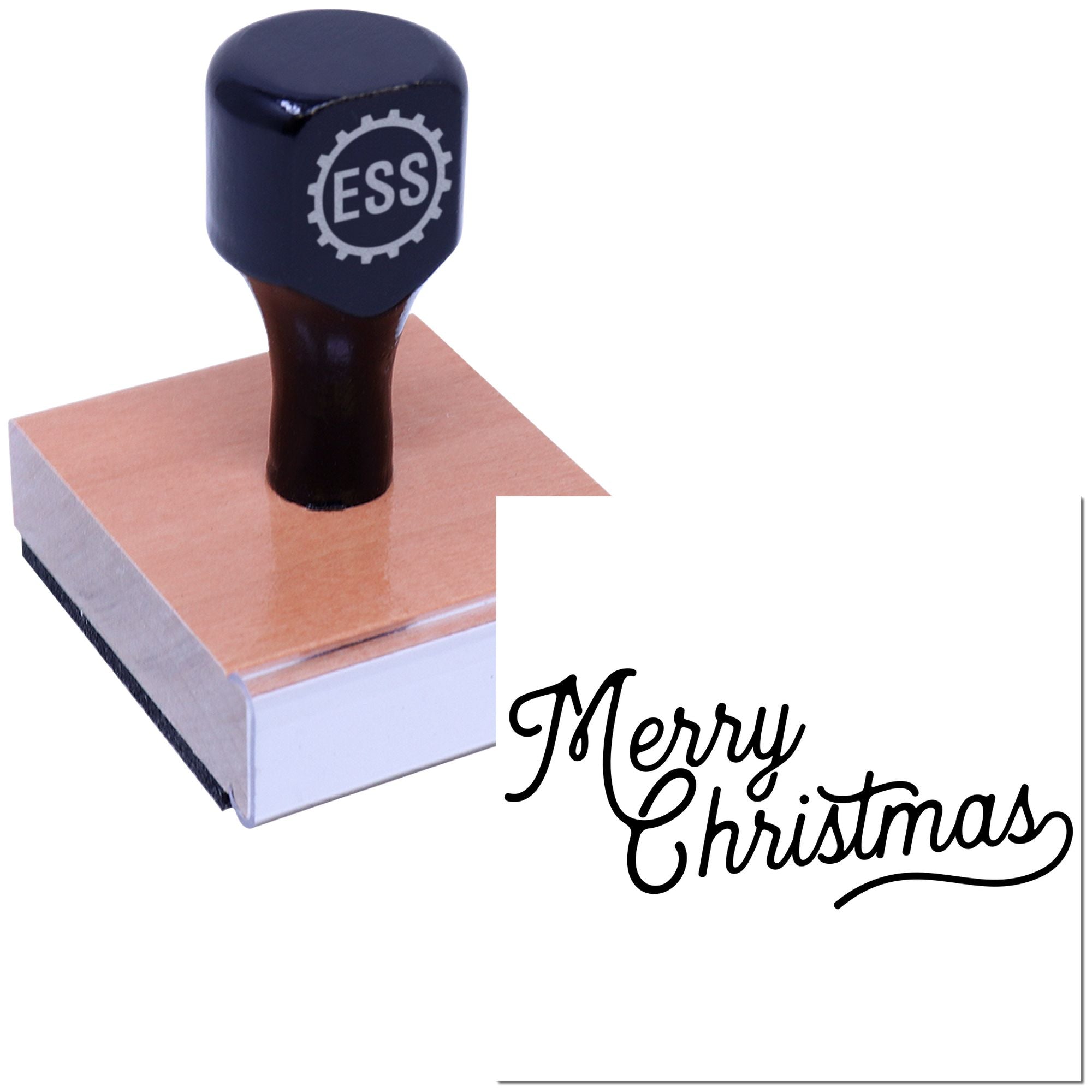 Elegant Holiday Script Craft Rubber Stamp