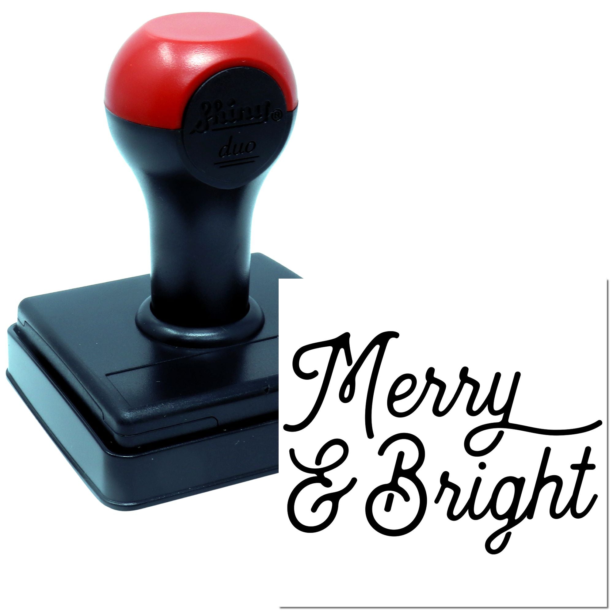 Duo Whimsical Holiday Script Cheerful Greeting Hand Stamp