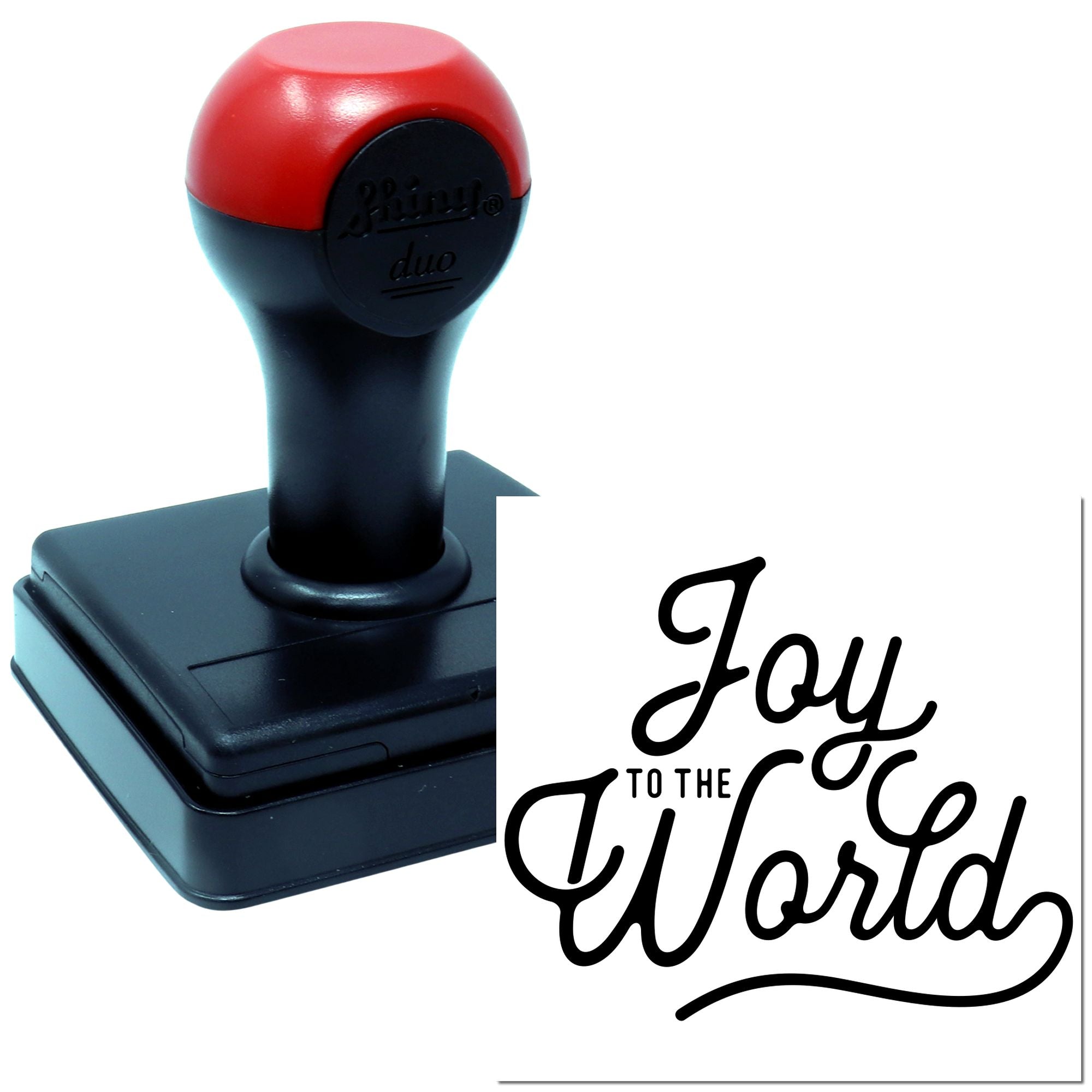 Duo Swirly Scripted Joy To World Hand Stamp