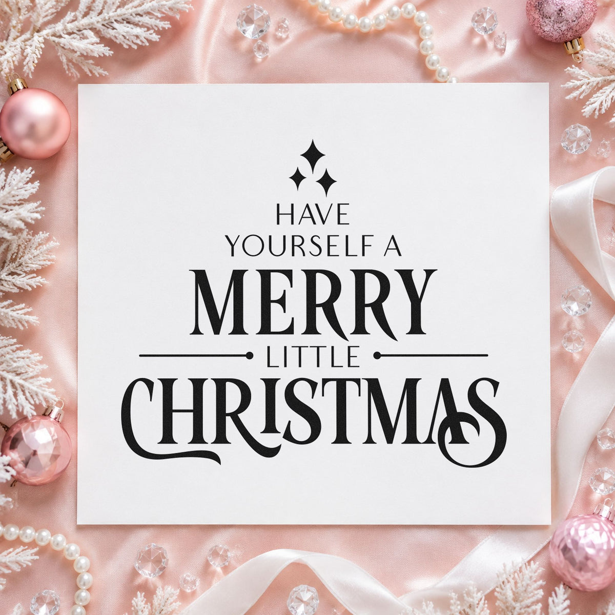Have Yourself Merry Little Christmas craft stamp imprint in black ink on a handmade project, one idea being square gift tags.