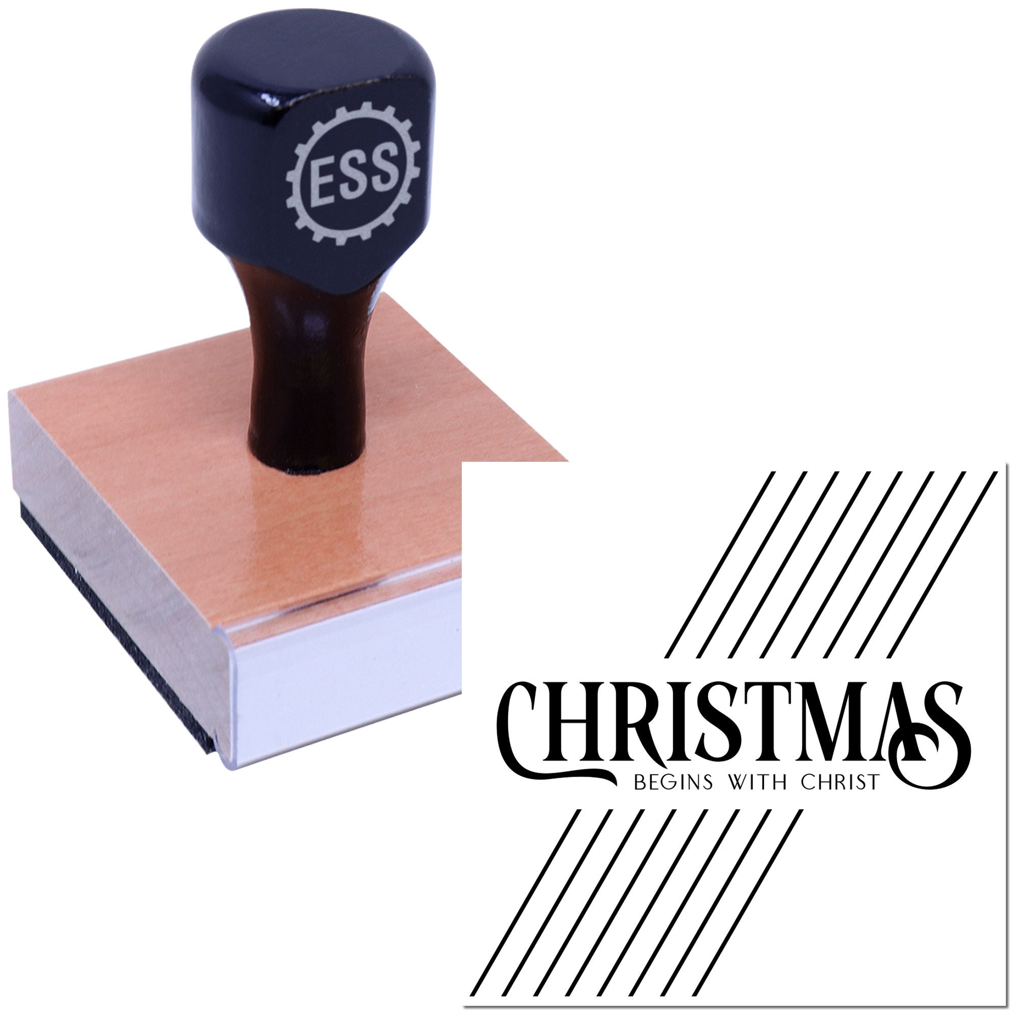Monochrome Christmas Typography Note Card Rubber Stamp