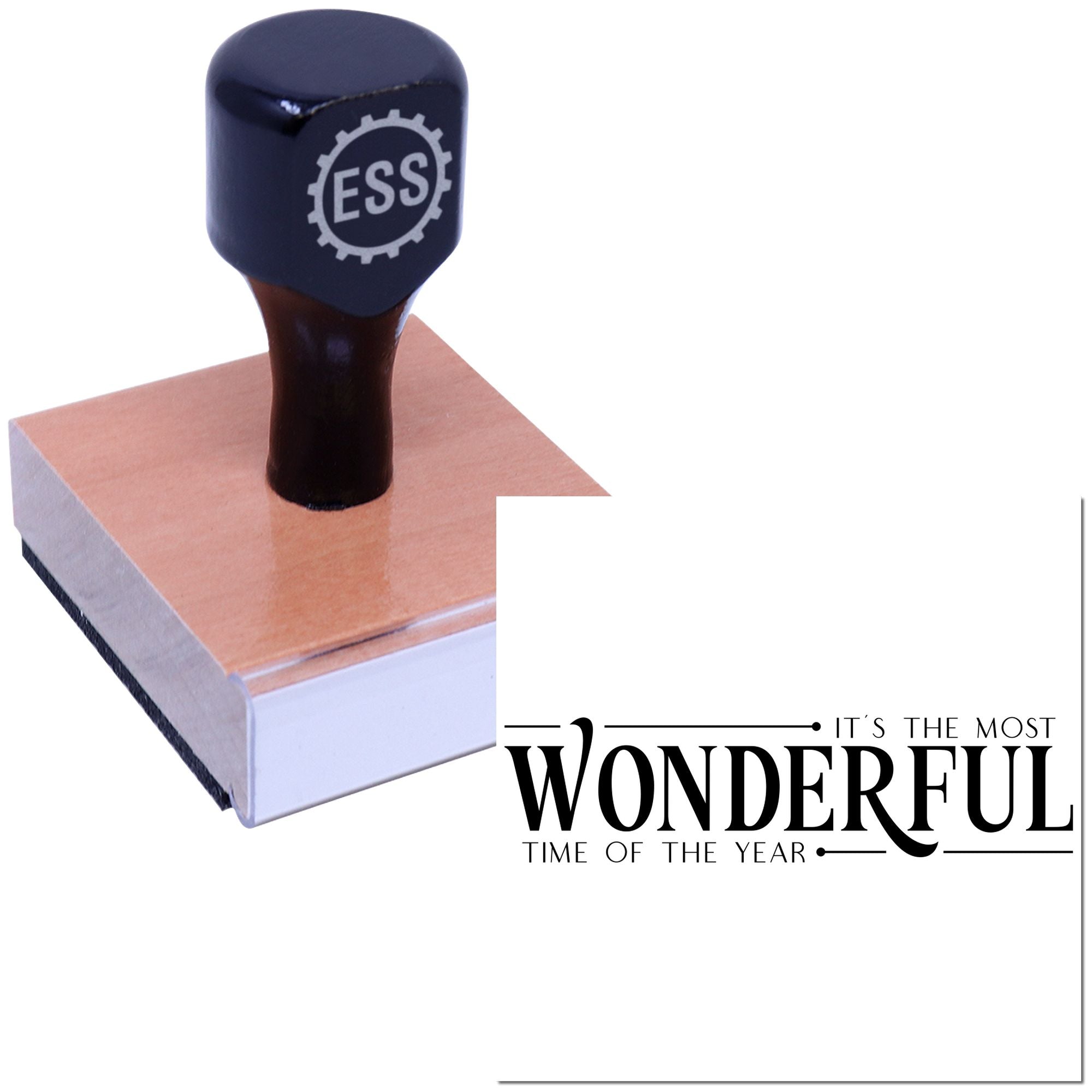 Festive Holiday Typography Tag Rubber Stamp