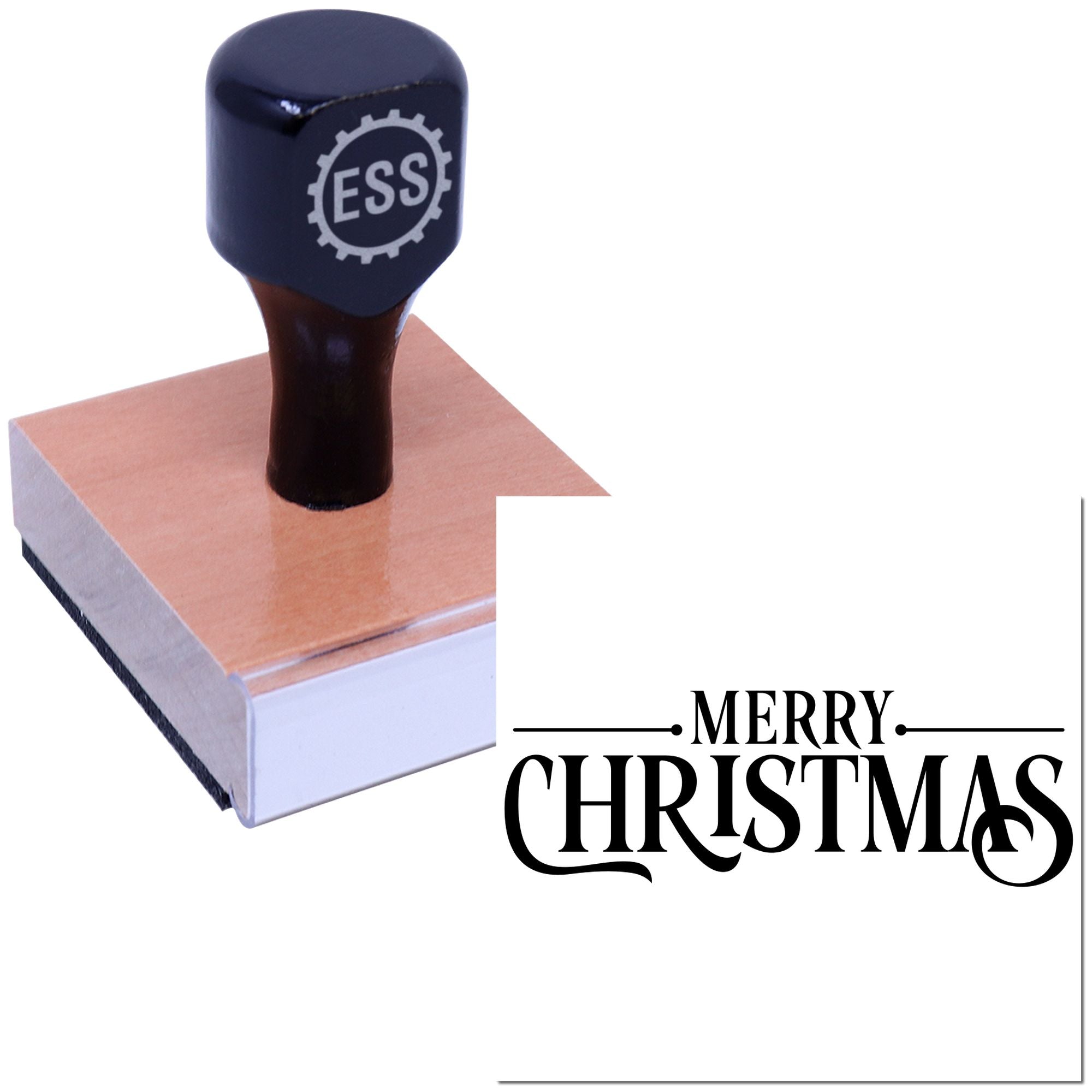 Festive Holiday Greeting Favor Tag Rubber Stamp