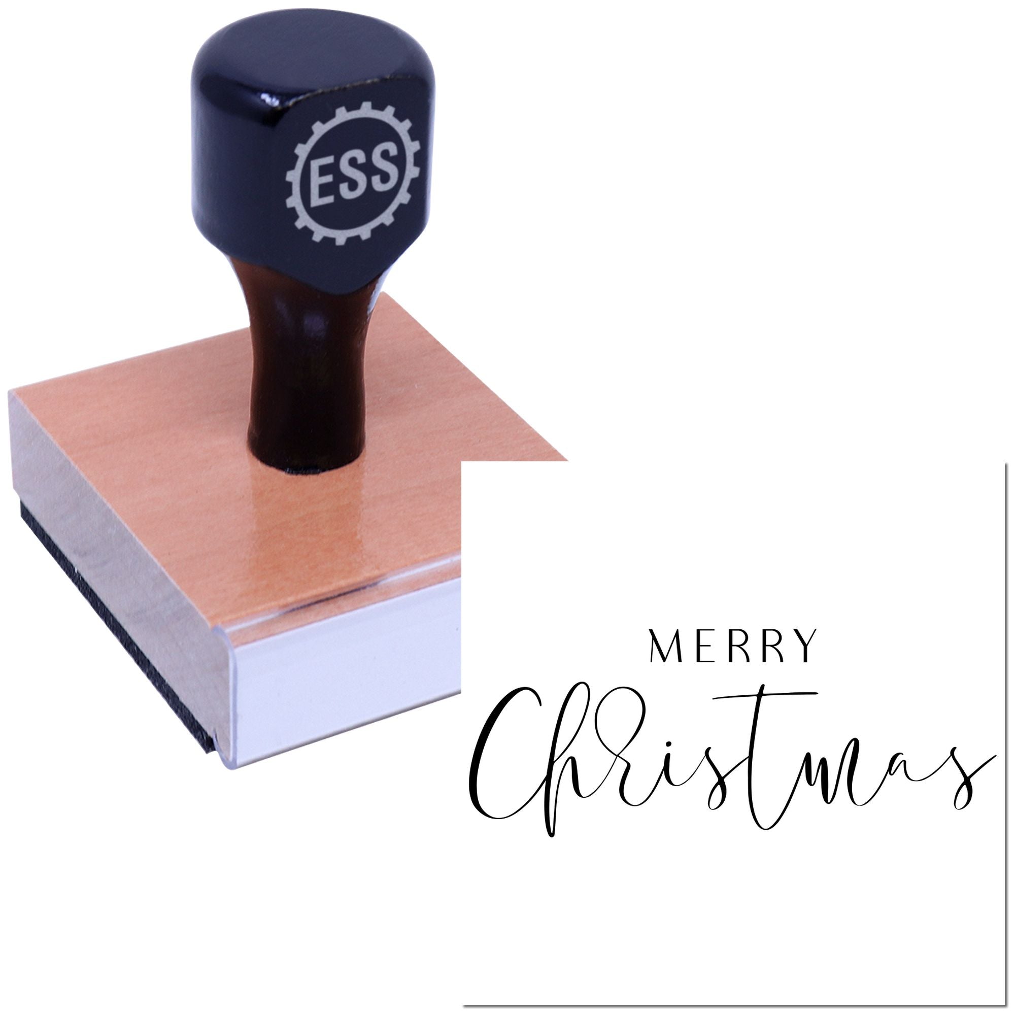 Modern Christmas Calligraphy Card Making Rubber Stamp