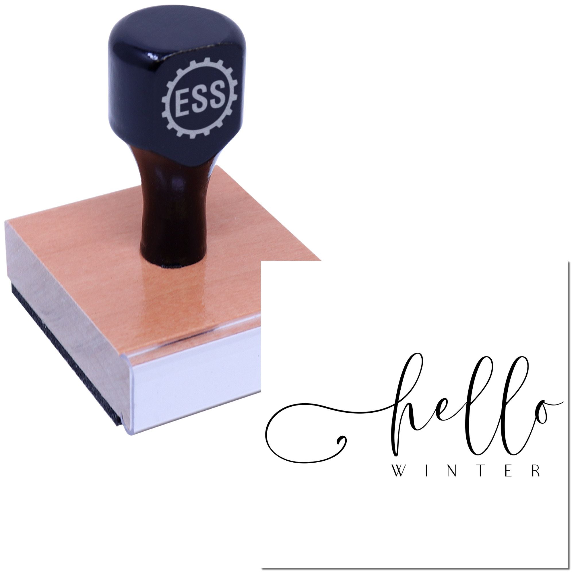 Hello Winter Flourish Paper Craft Rubber Stamp