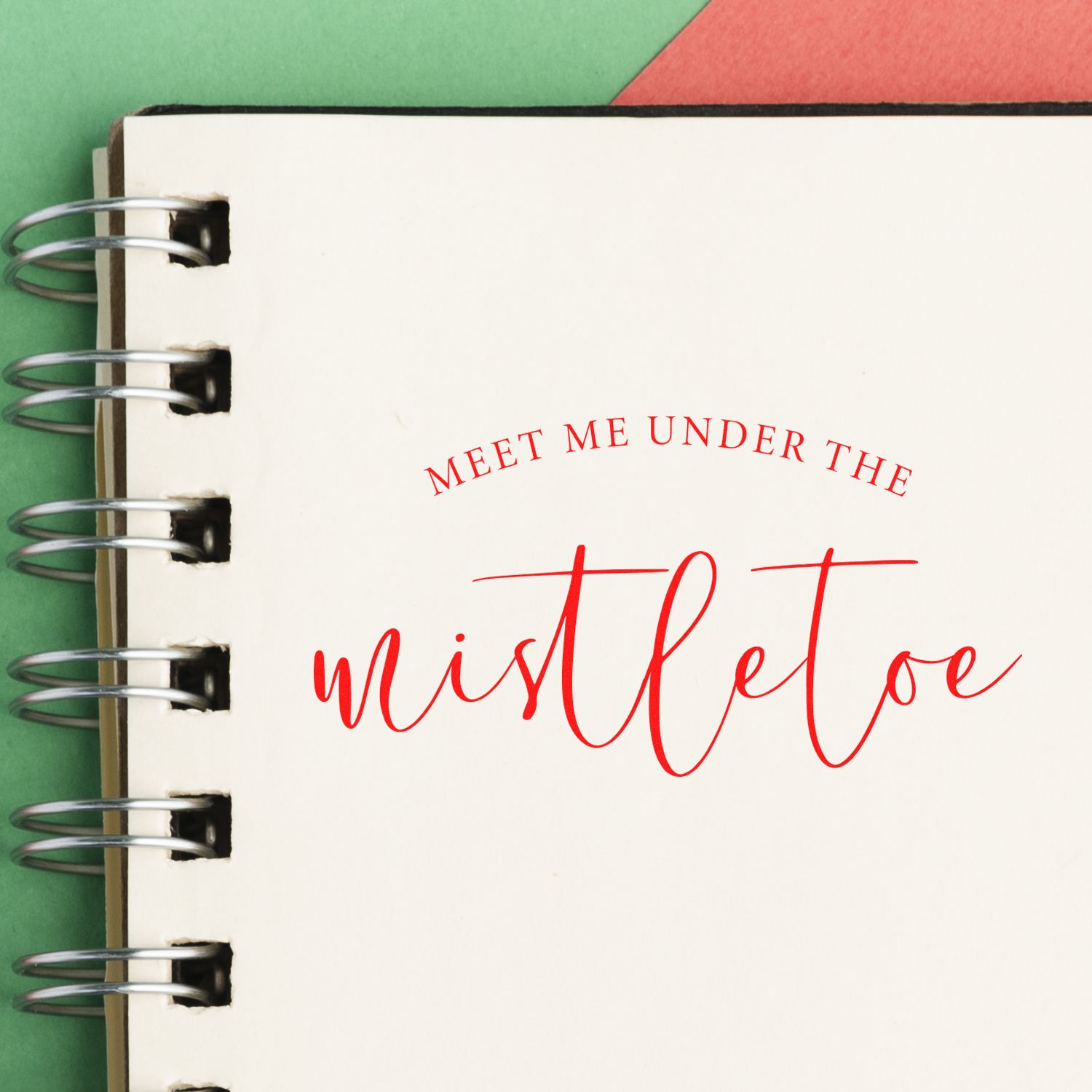 Duo Romantic Holiday Under Mistletoe Sign Hand Stamp