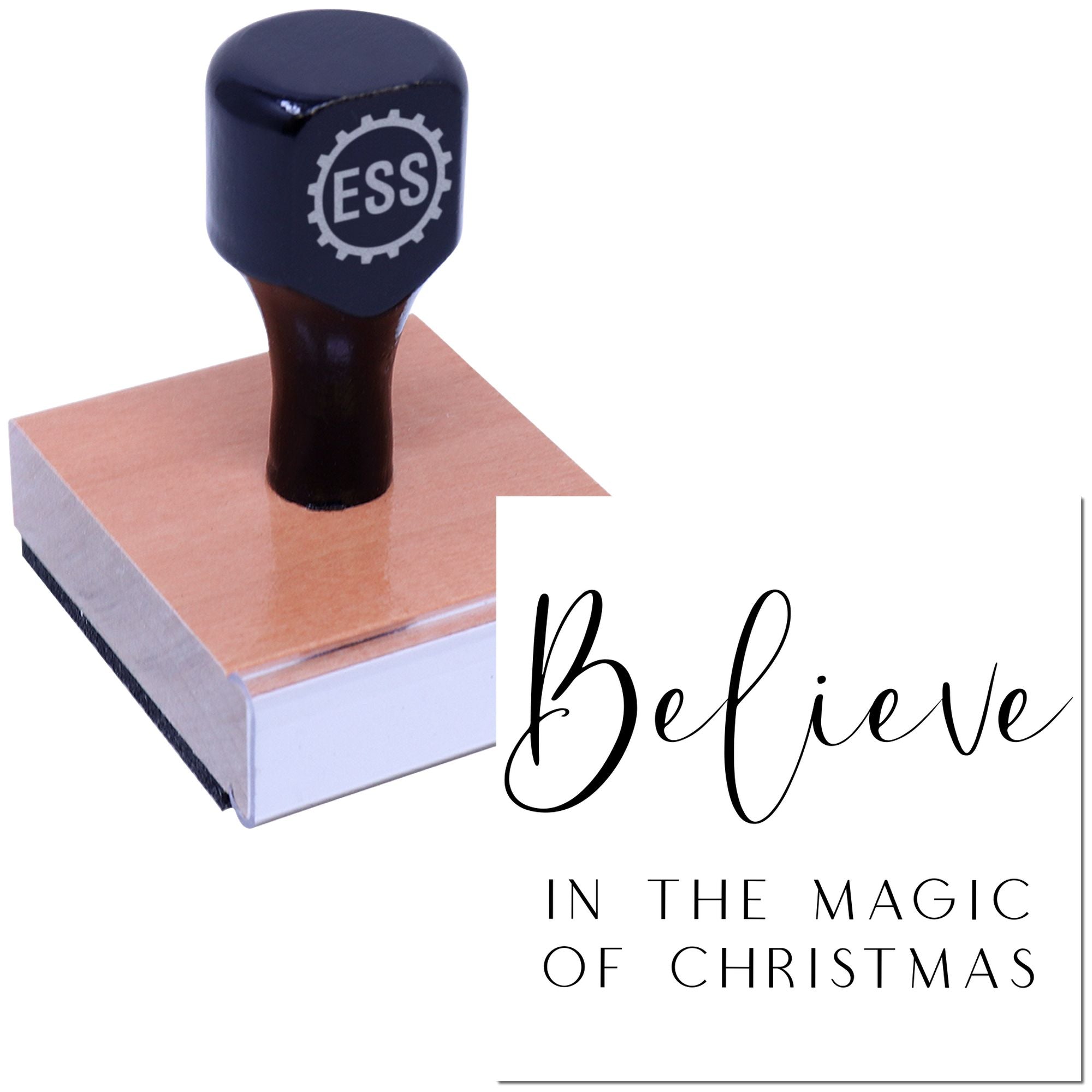 Believe Christmas Magic Mini Card Rubber Stamp