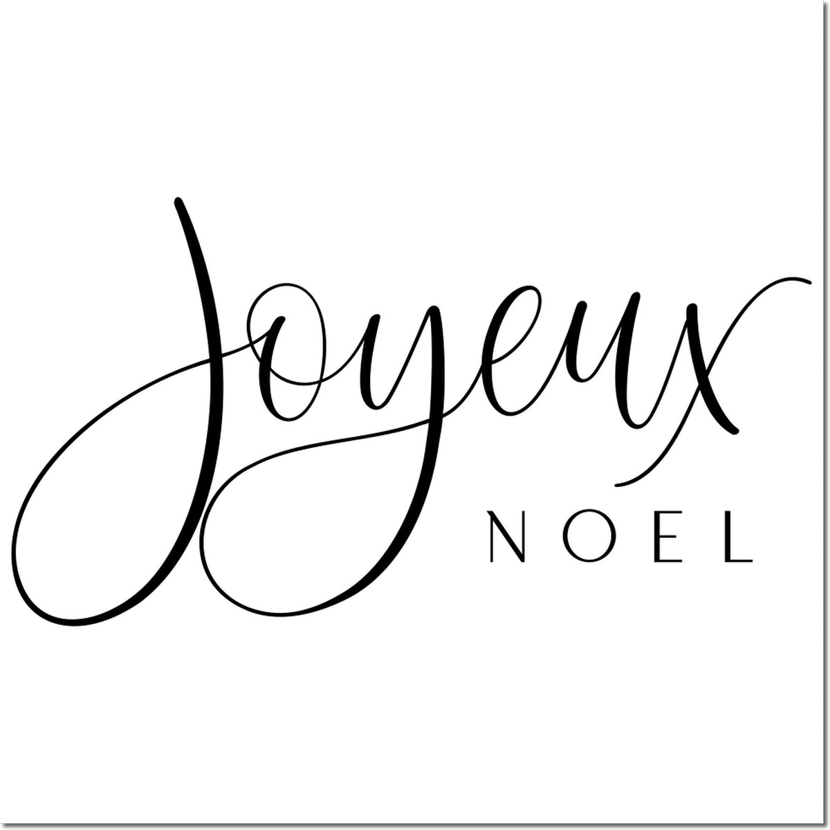 Black Trodat craft stamp with "Joyeux Noel" script for holiday party favors, pre-inked and suitable for festive crafting projects.