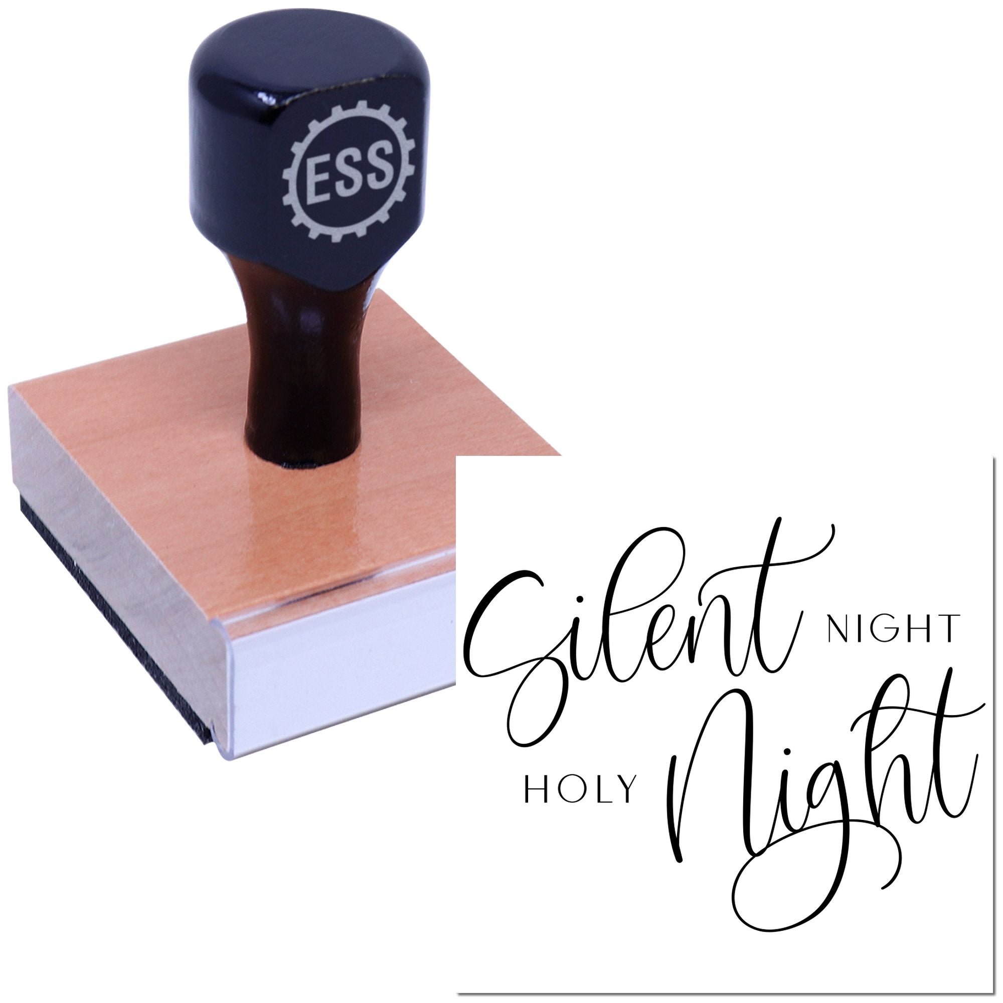 Elegant Christmas Carol Note Card Rubber Stamp