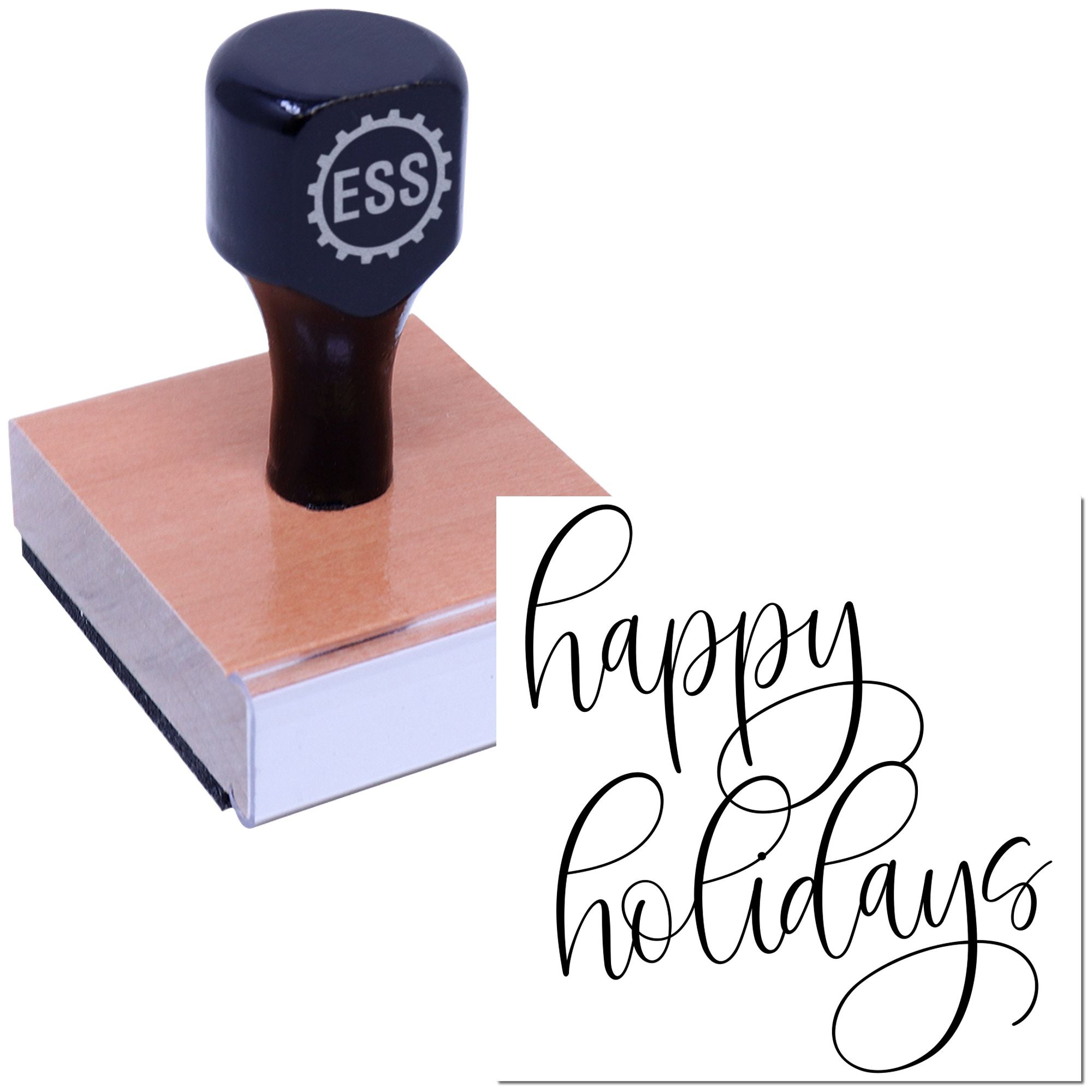 Elegant Holiday Greeting Mini Card Rubber Stamp