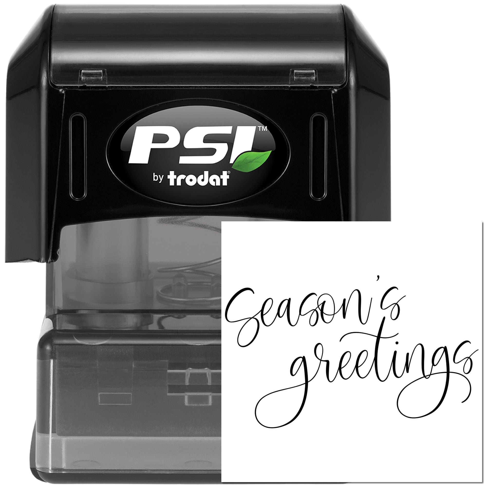 Pre-Inked Season's Greetings Script Greeting Card Stamp