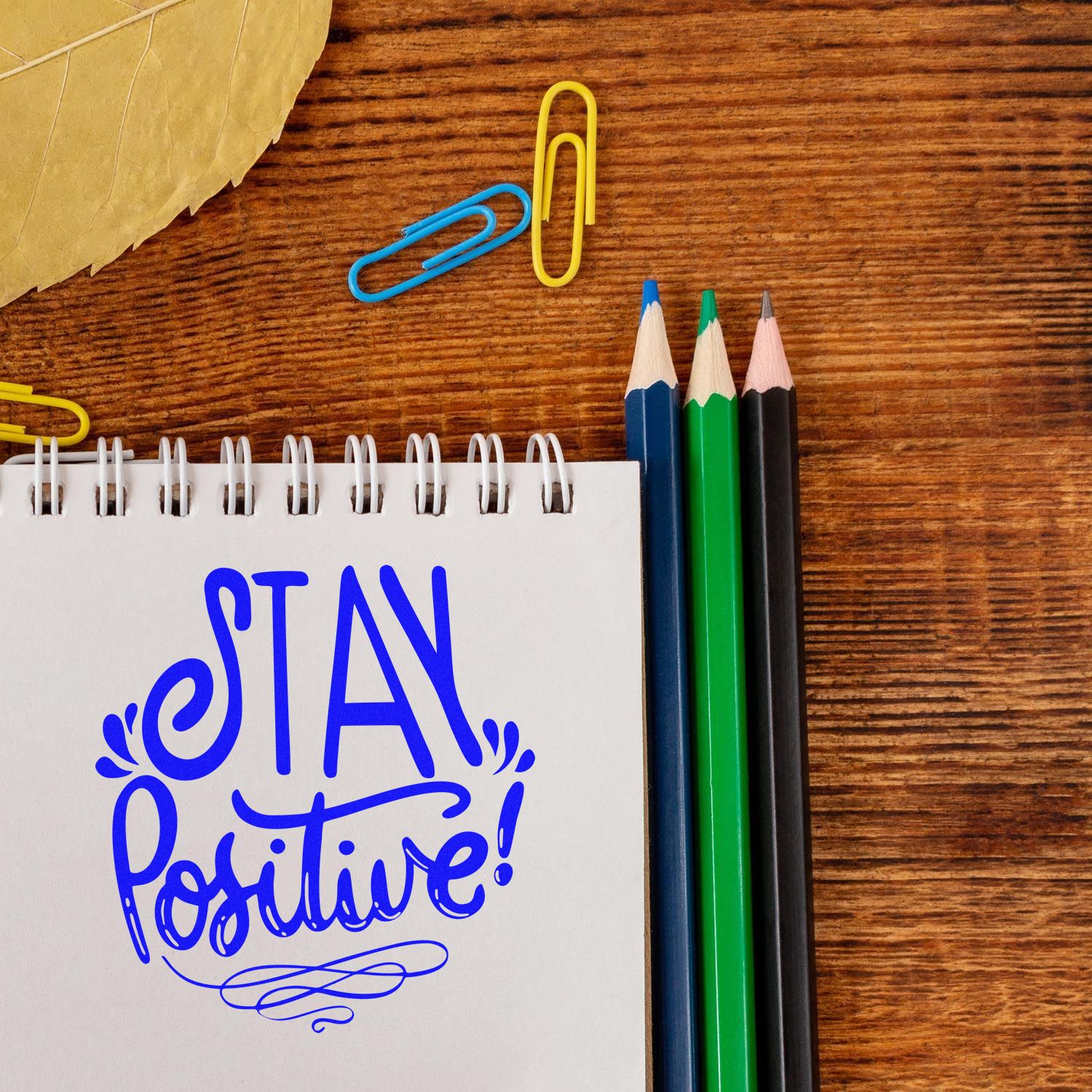Duo Bold Handlettered Stay Positive Poster Hand Stamp