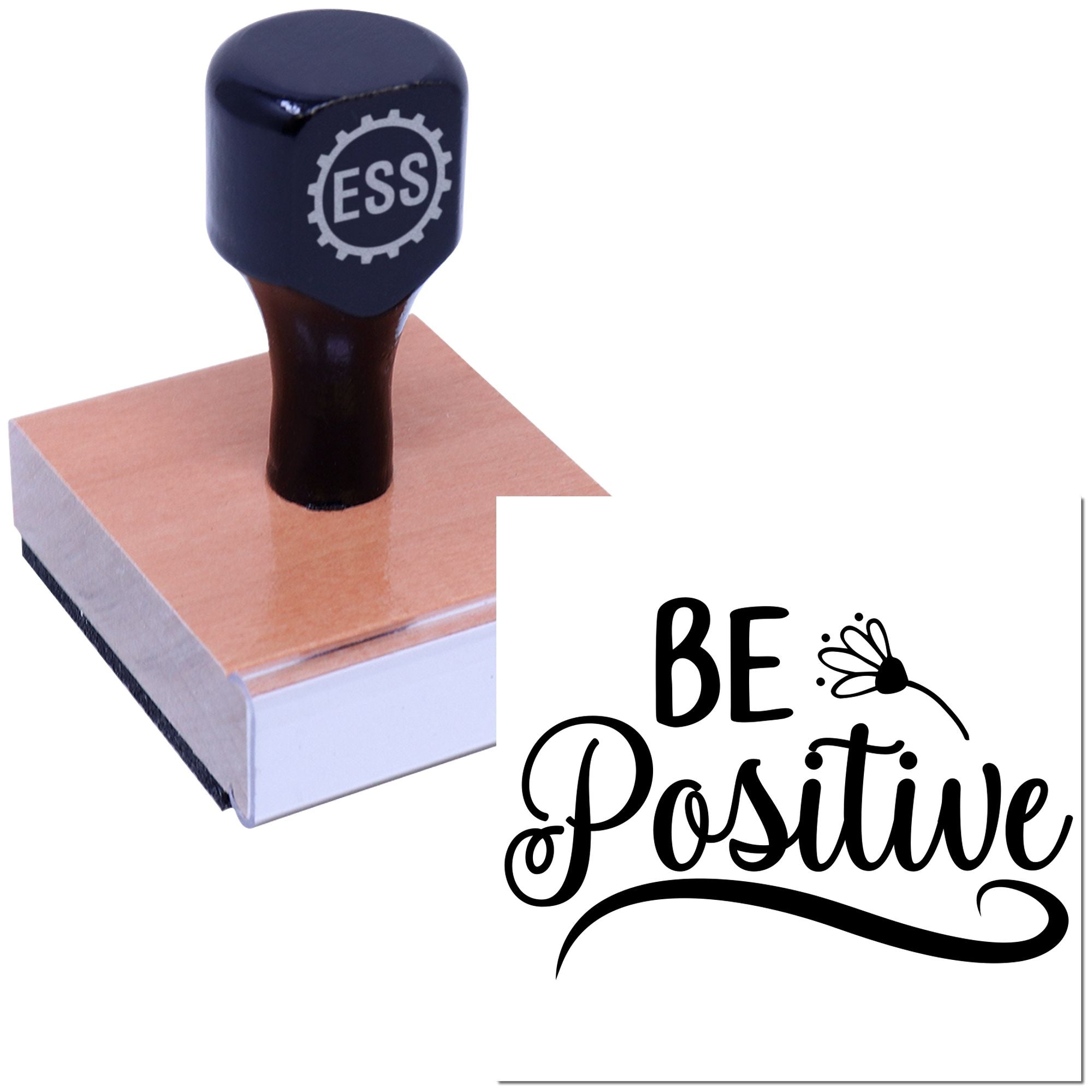 Optimistic Floral Script Handcraft Rubber Stamp