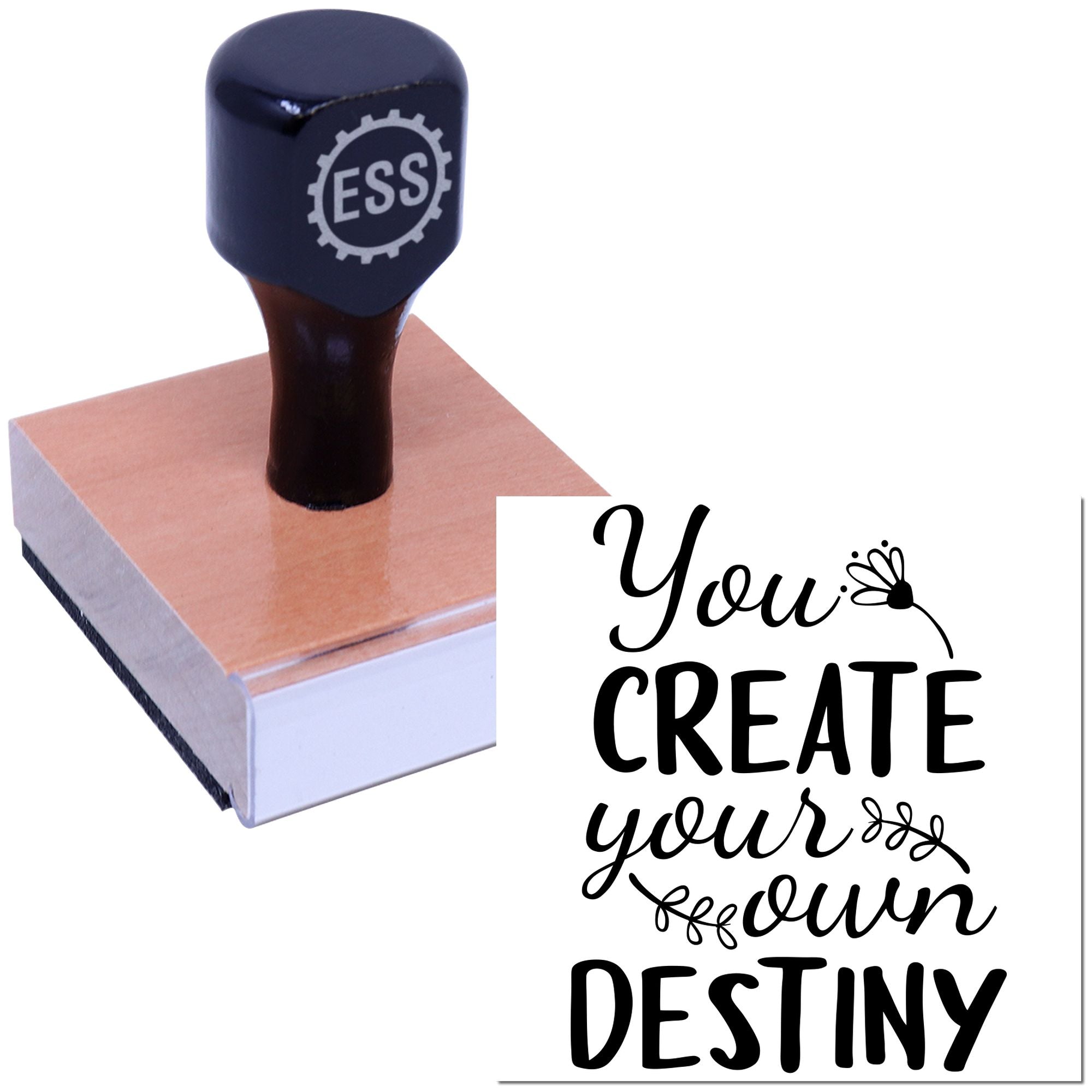 Motivational Floral Design Card Rubber Stamp