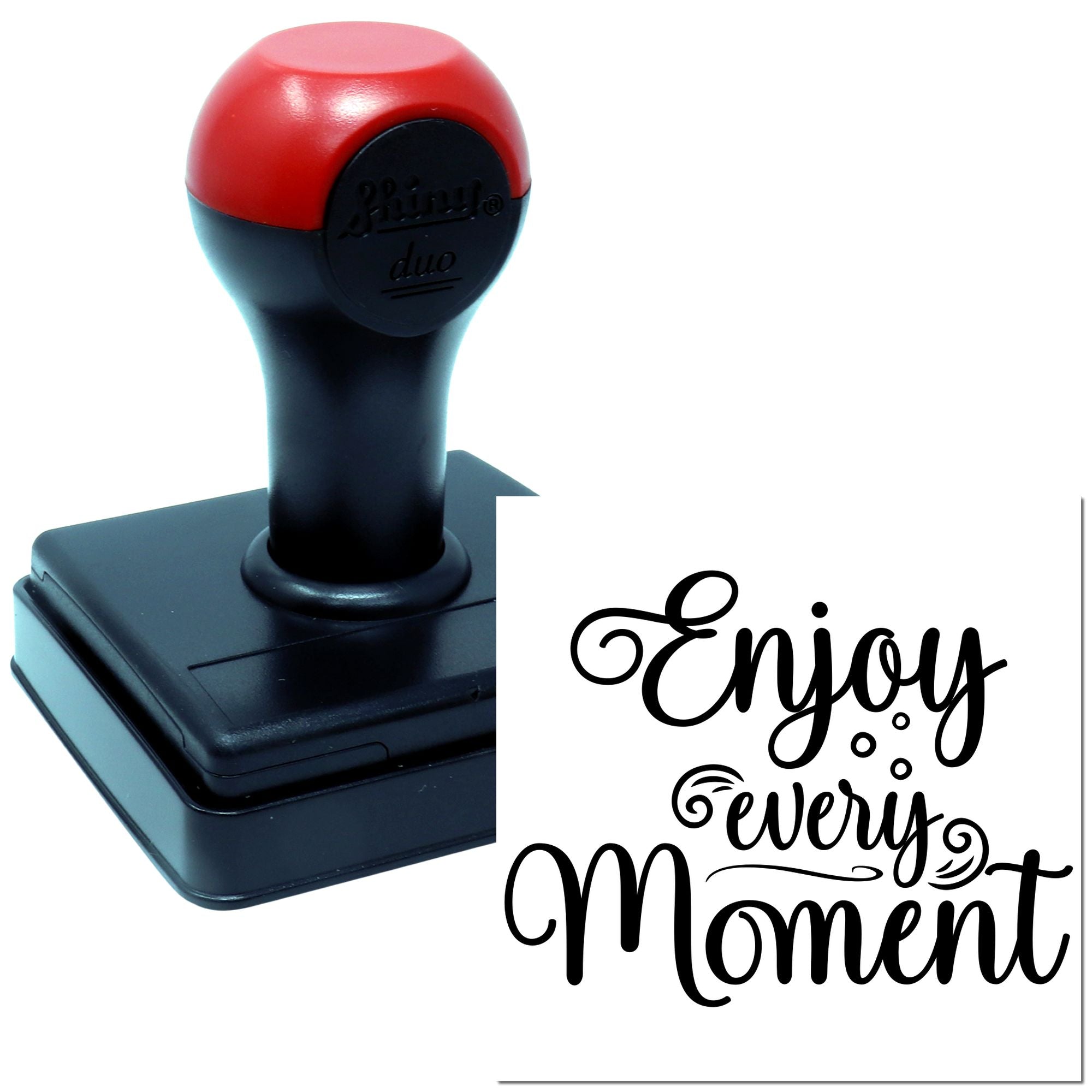 Duo Whimsical Script Enjoy Every Moment Hand Stamp