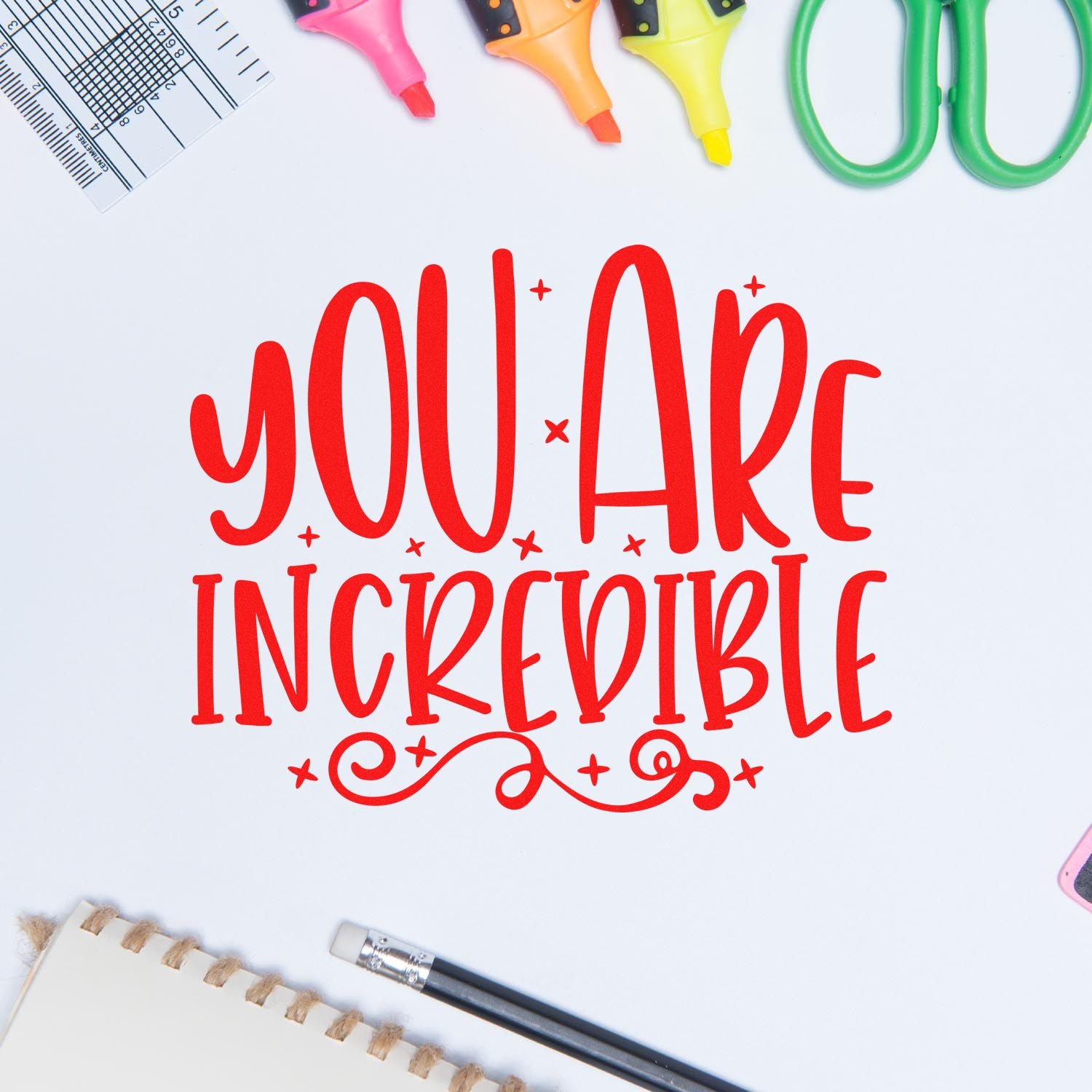 Pre-Inked You Are Incredible Favor Tag Stamp