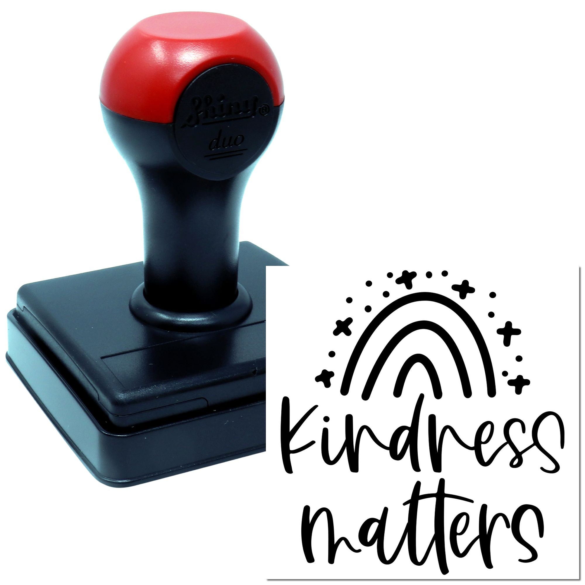 Duo Rainbow Stars Handlettered Kindness Matters Hand Stamp