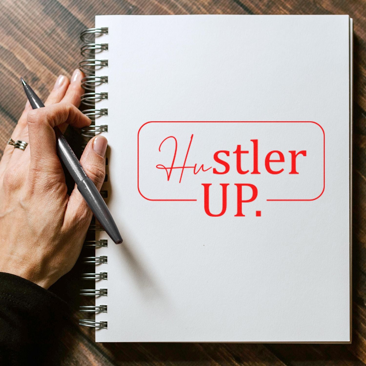 Self-Inking Hustler Up Note Card Stamp