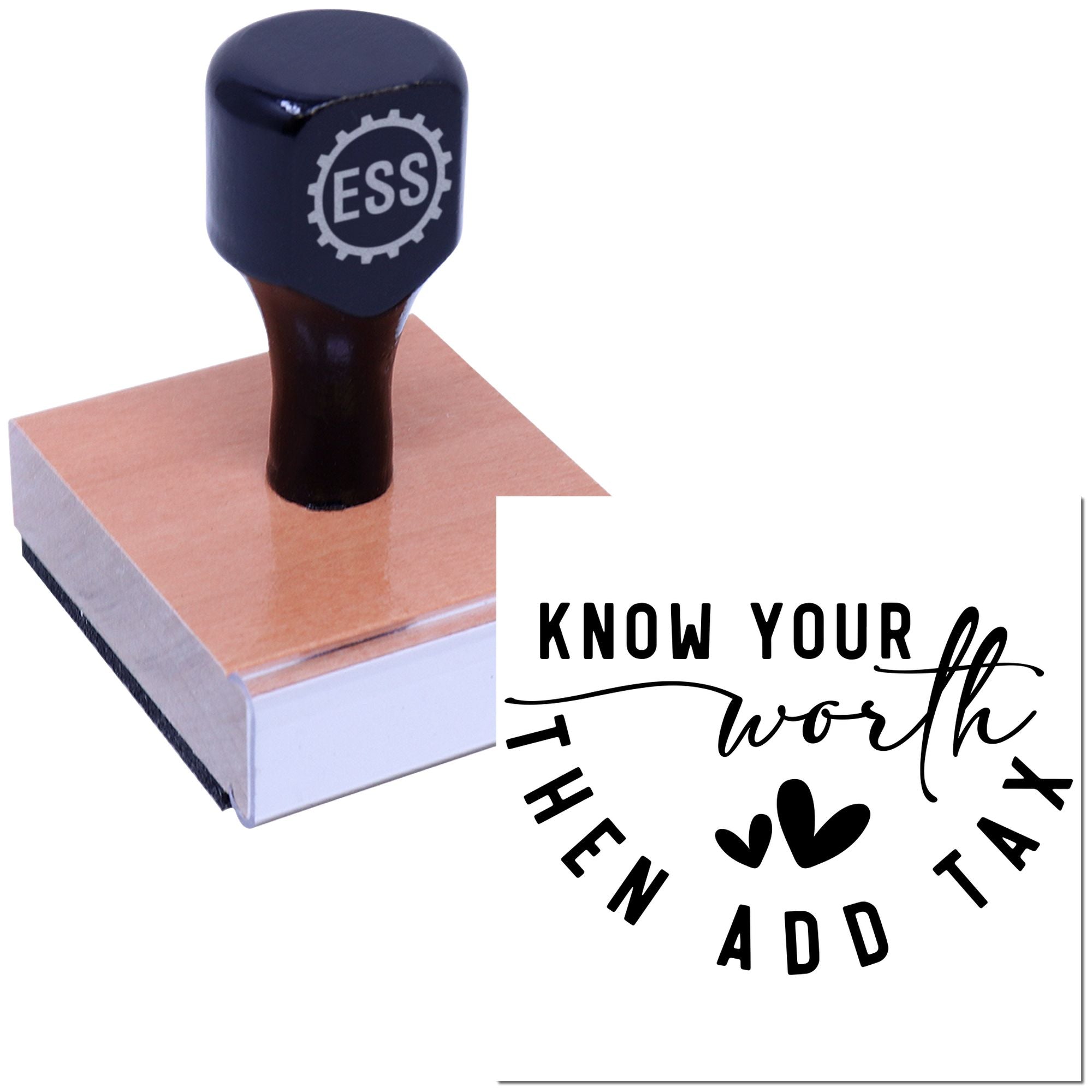 Worth With Tax Postcard Rubber Stamp