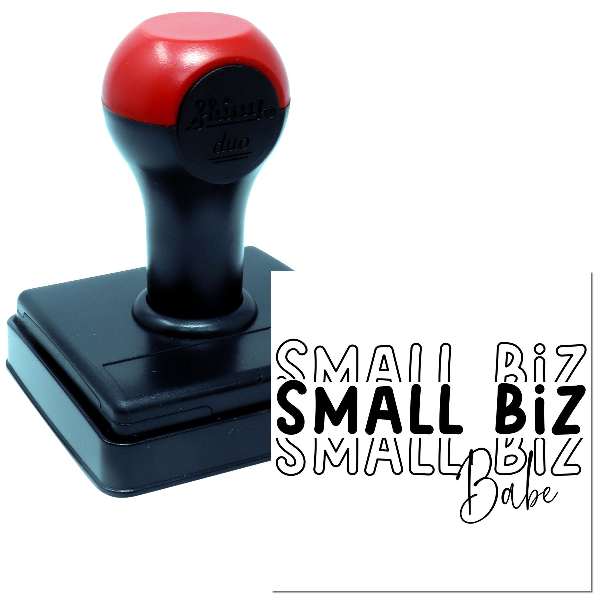 Duo Bold Small Biz Babe Script Logo Hand Stamp