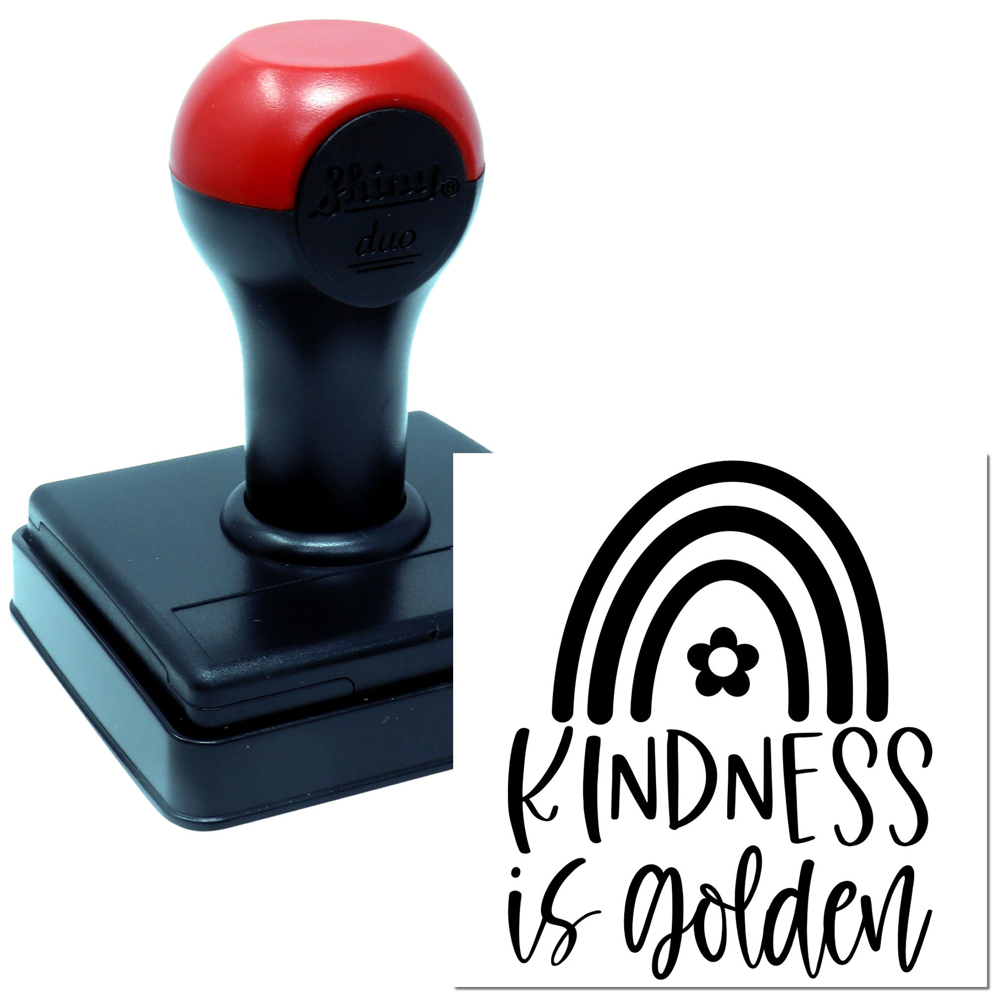 Duo Black Rainbow With Kindness Message Hand Stamp