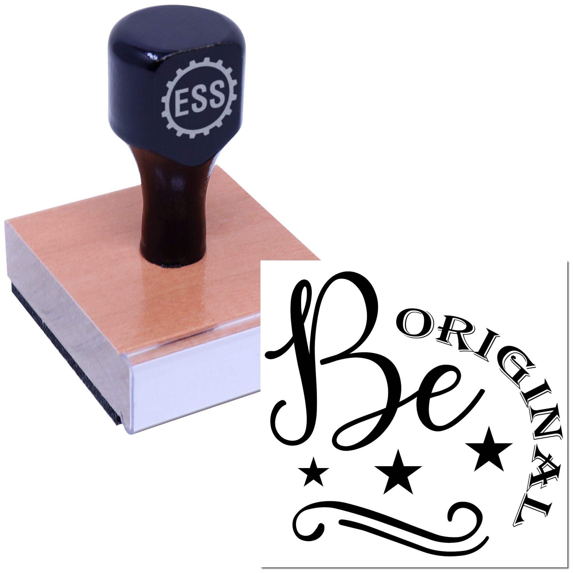 Cursive Originality Star Party Favor Rubber Stamp