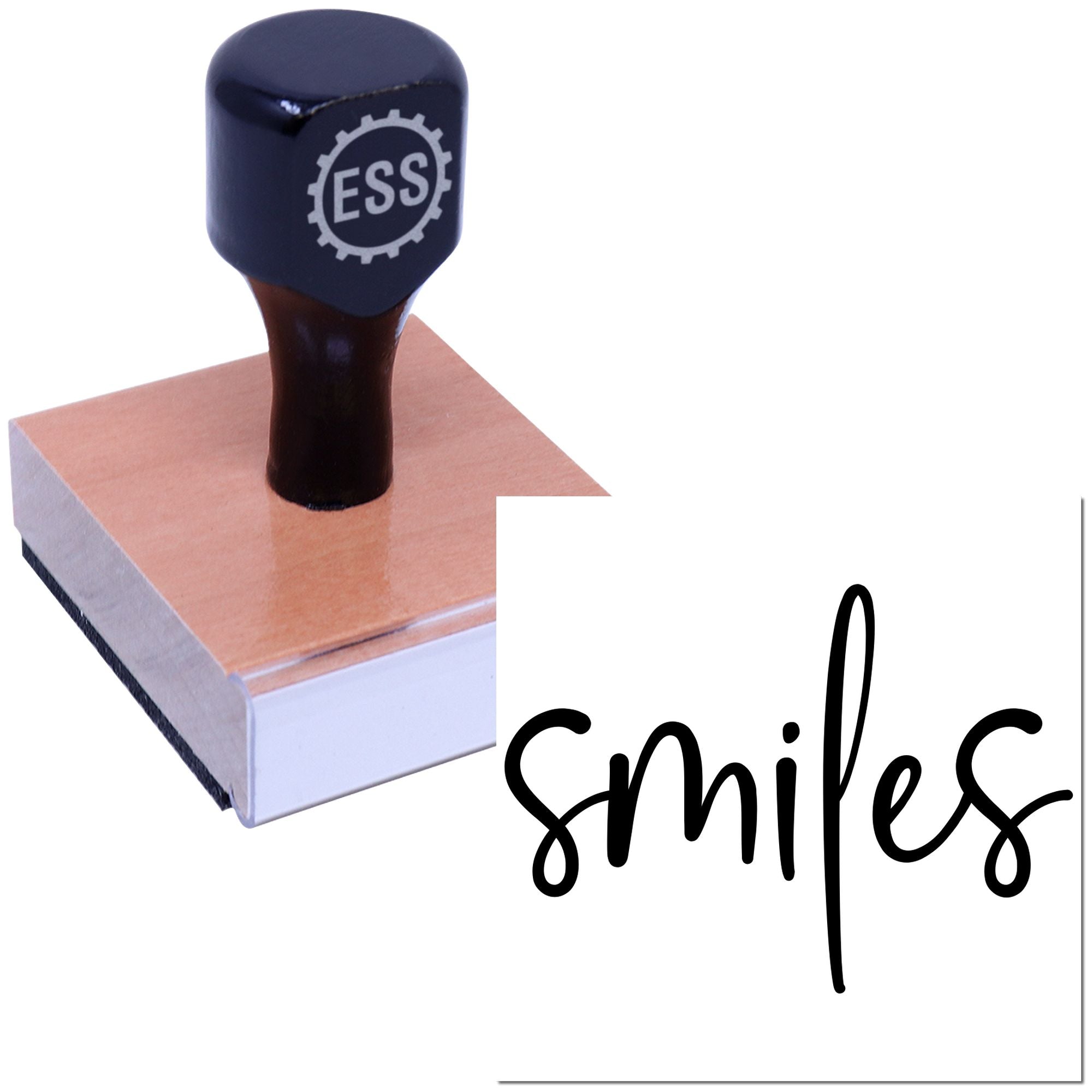 Playful Cursive Smiles Scrapbooking Rubber Stamp
