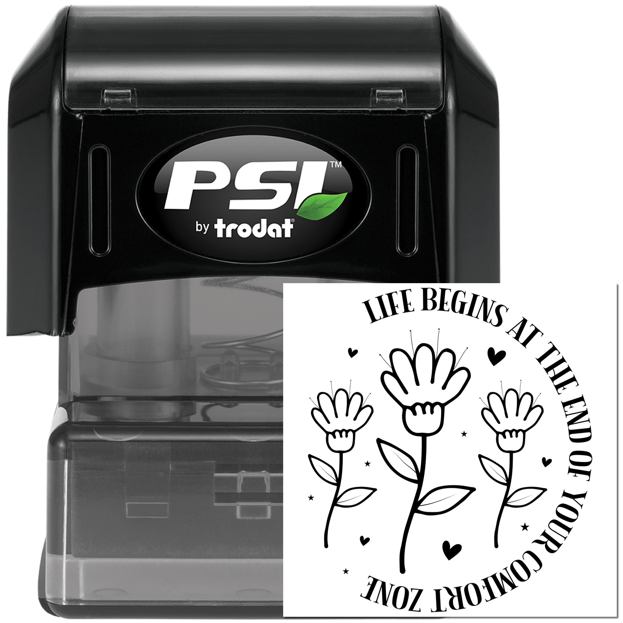 Pre-Inked Comfort Zone Flowers Favor Tag Stamp