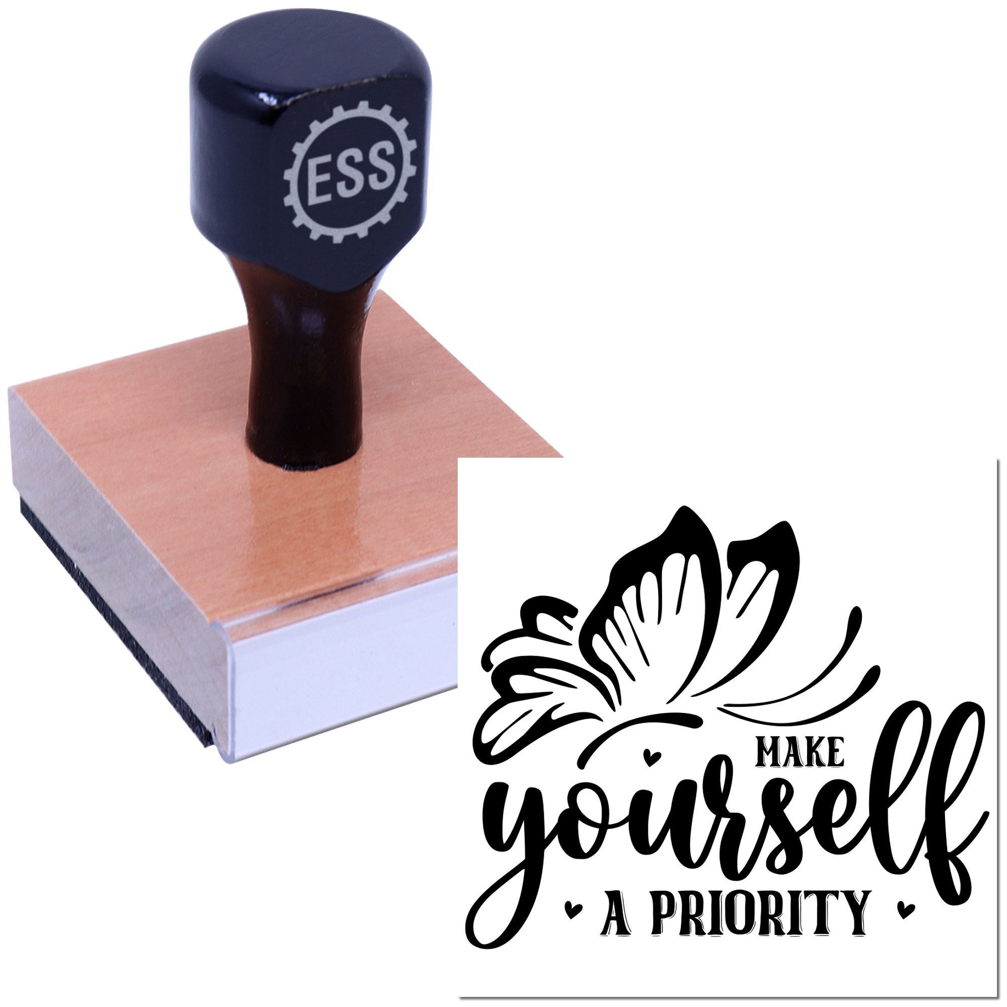 Blooming Self Care Scrapbook Rubber Stamp