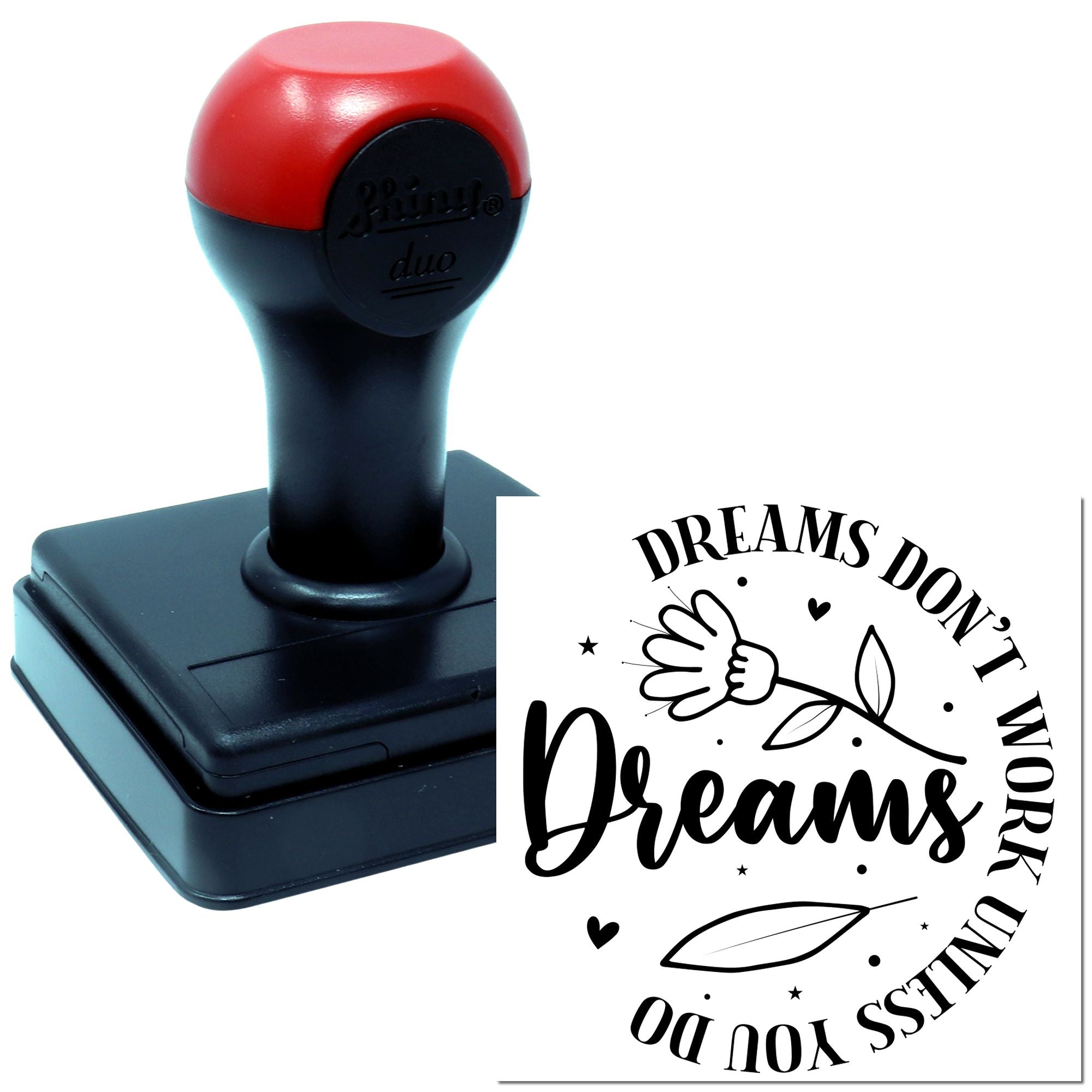 Duo Floral Motivational Dream Work Typography Hand Stamp