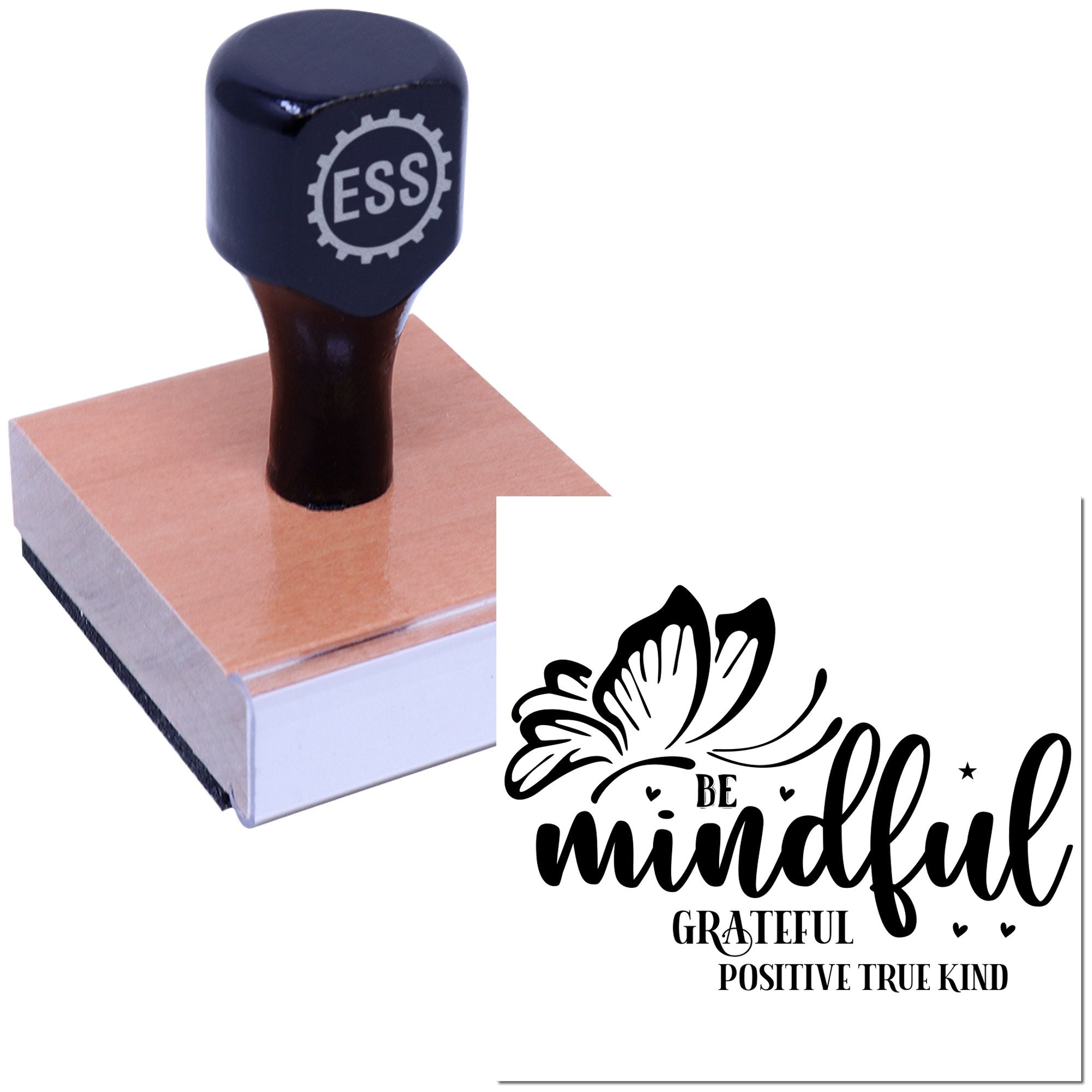 Mindful Grateful Positivity Paper Craft Rubber Stamp
