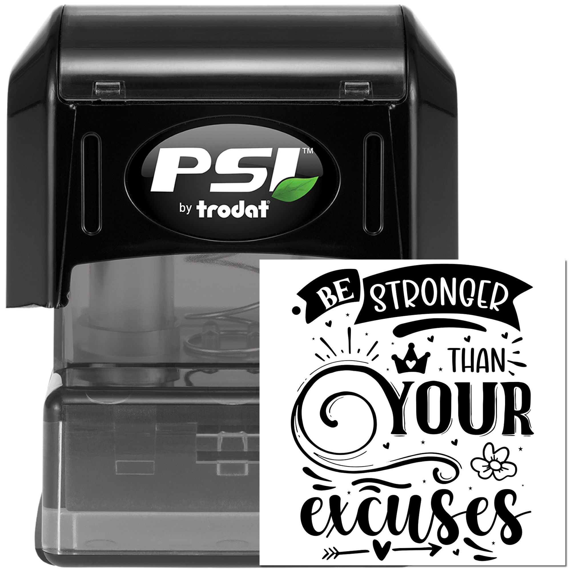 Pre-Inked Stronger Than Excuses Favor Tag Stamp