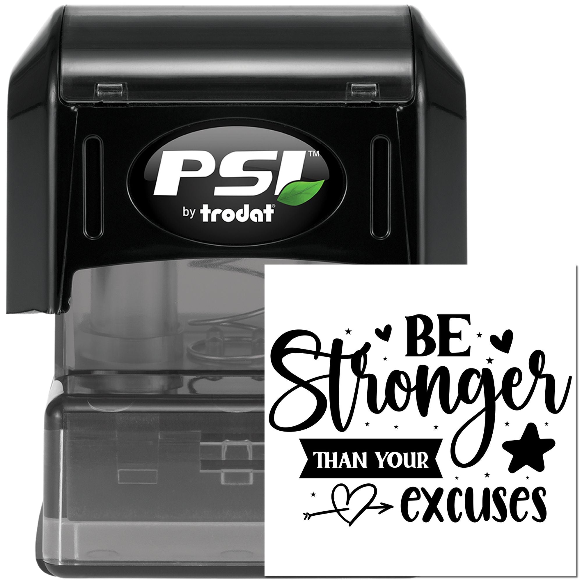 Pre-Inked Stronger Than Excuses Tag Stamp