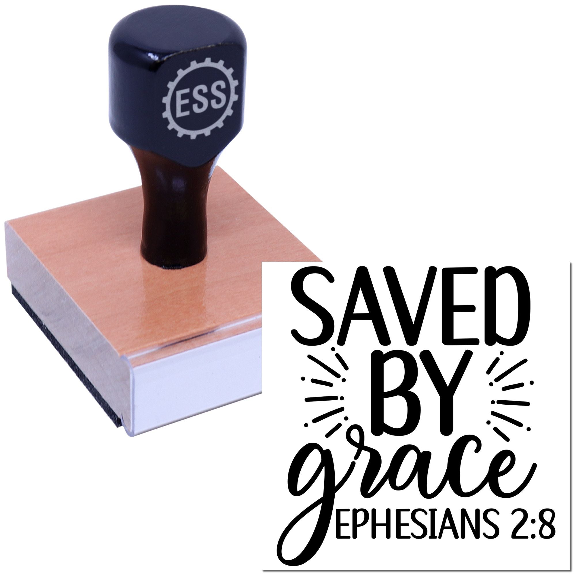 Divine Grace Typography Tag Rubber Stamp